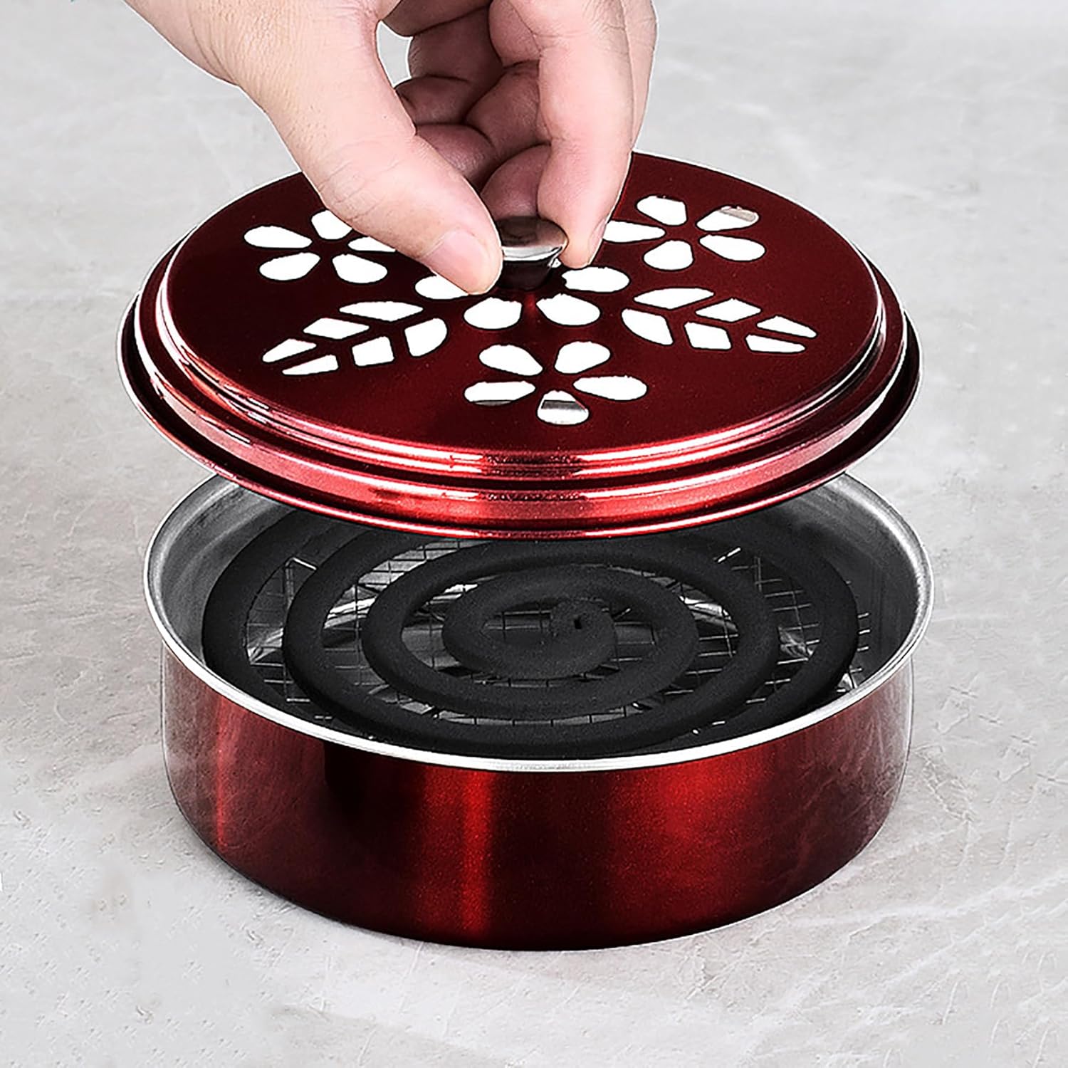 2 Pieces Portable Mosquito Coil Holder with Lid Windproof Burner