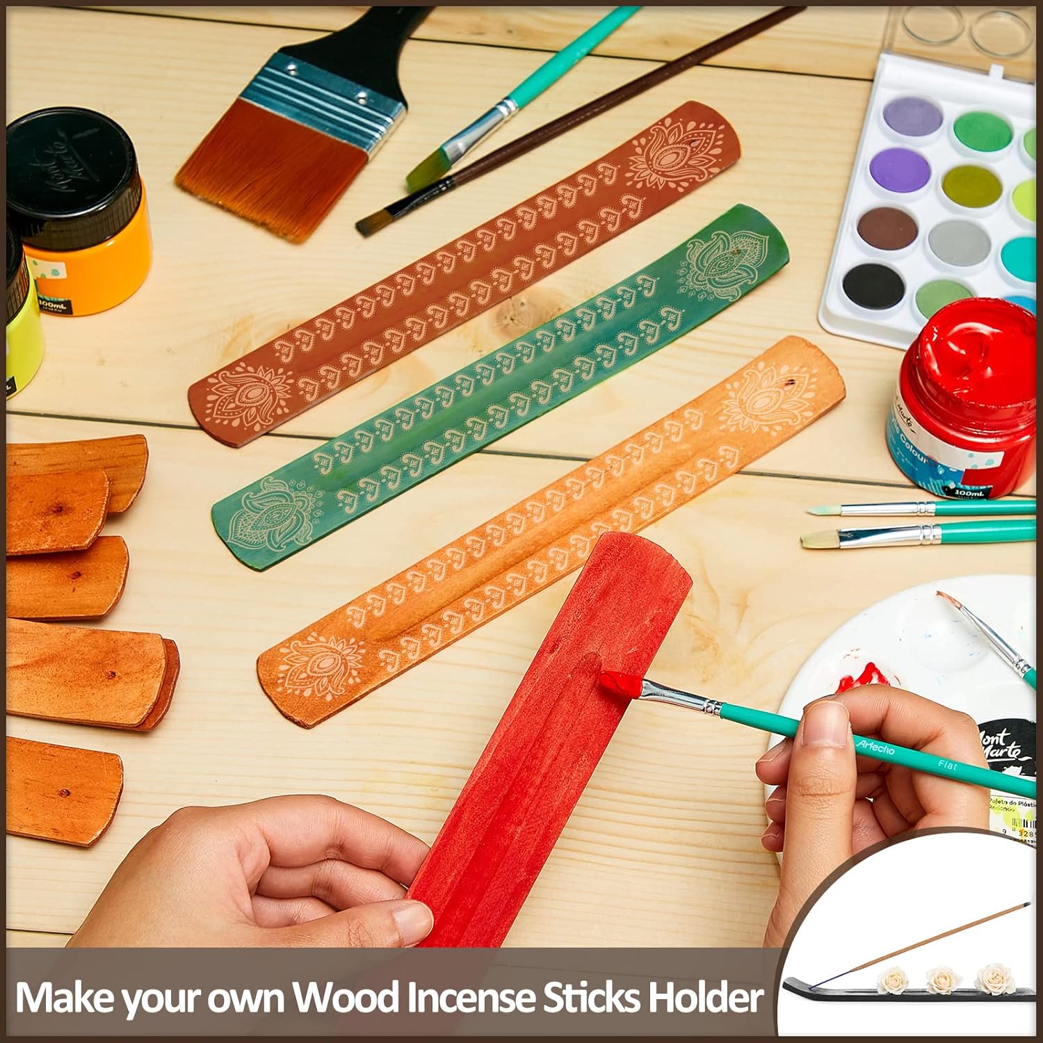 Cunhill Wooden Incense Stick Holder Set 12 Pieces