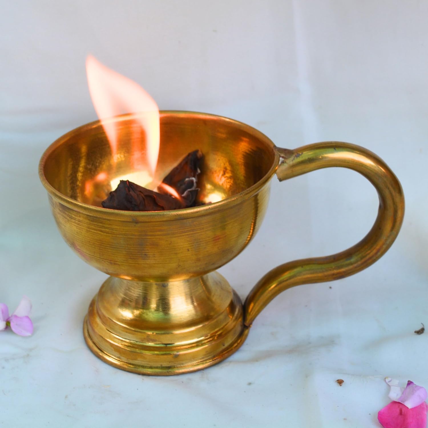 Traditional Brass Dhoop Dani with Handle 7 Inch Incense Holder
