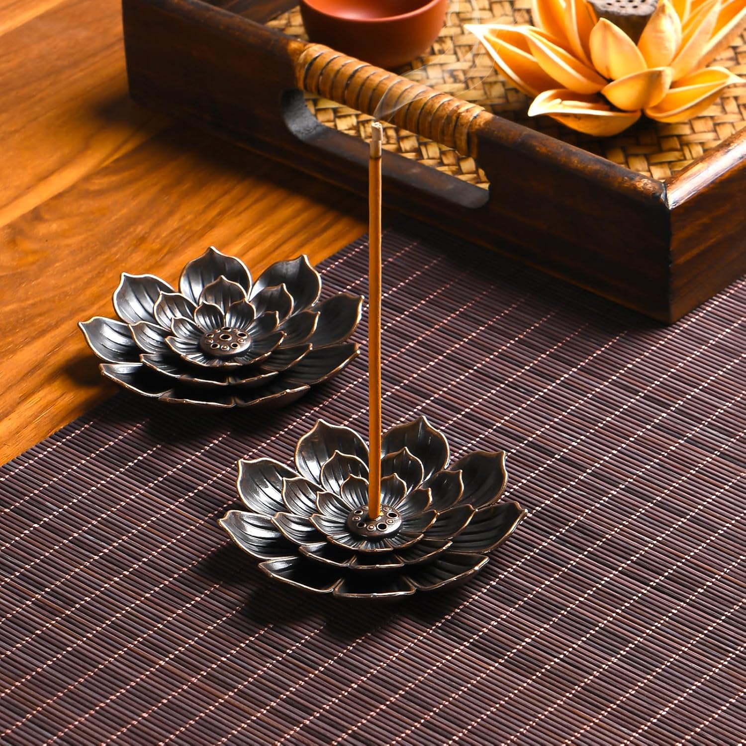Incense Stick Holder with 5 Holes and Detachable Ash Catcher