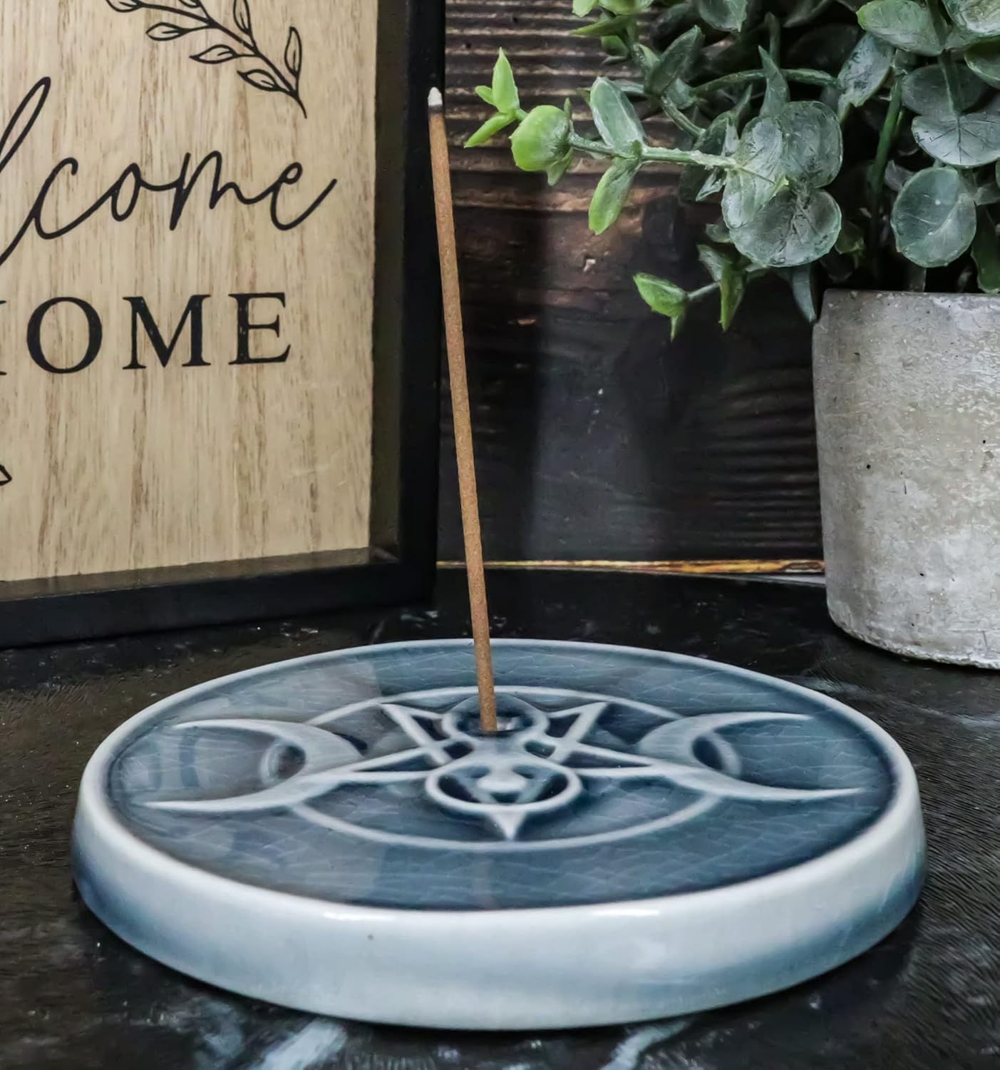 Ebros Gift Triple Moon Incense Burner Figurine