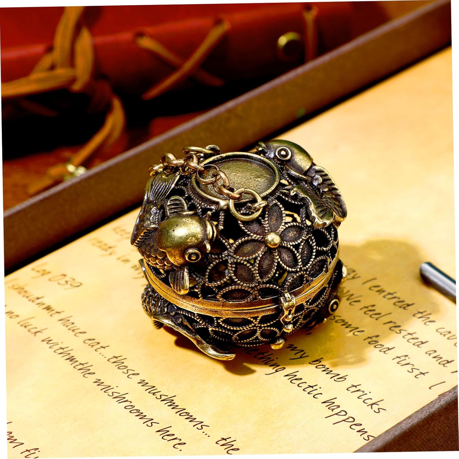 IMIKEYA Copper Incense Hanging Ball Holder