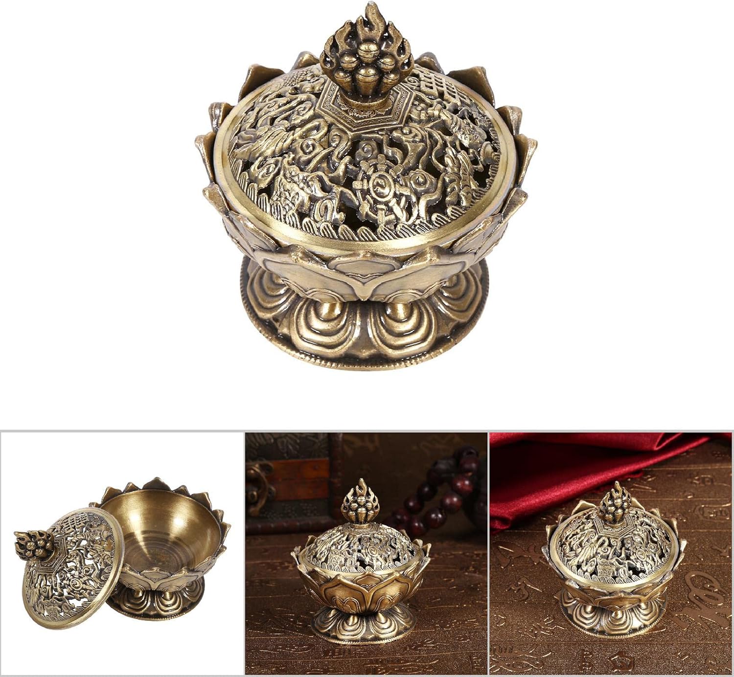 Milltrip Bronze Incense Cone Holder with Antique Design