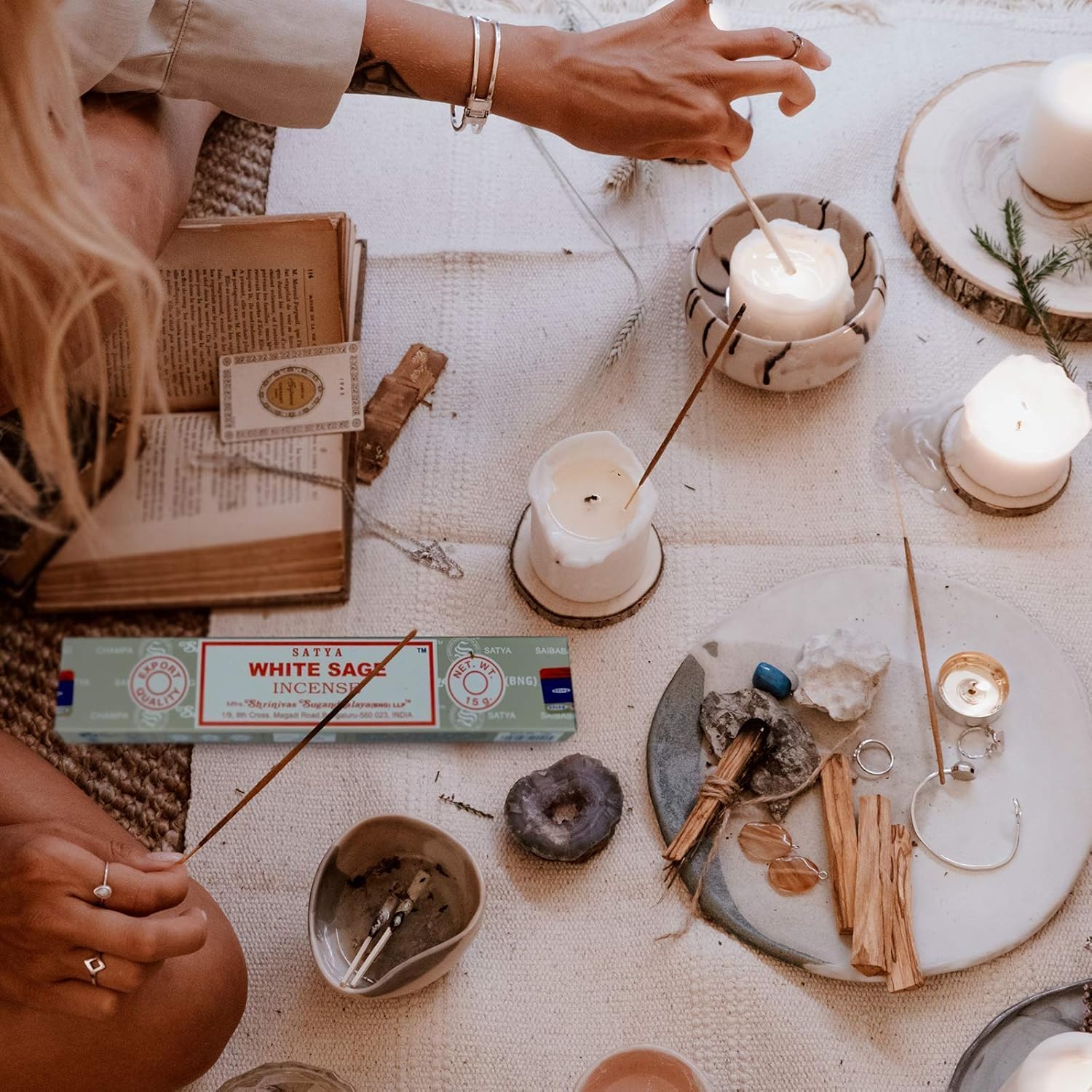 Satya Nag Champa White Sage Incense Sticks 12 Packs