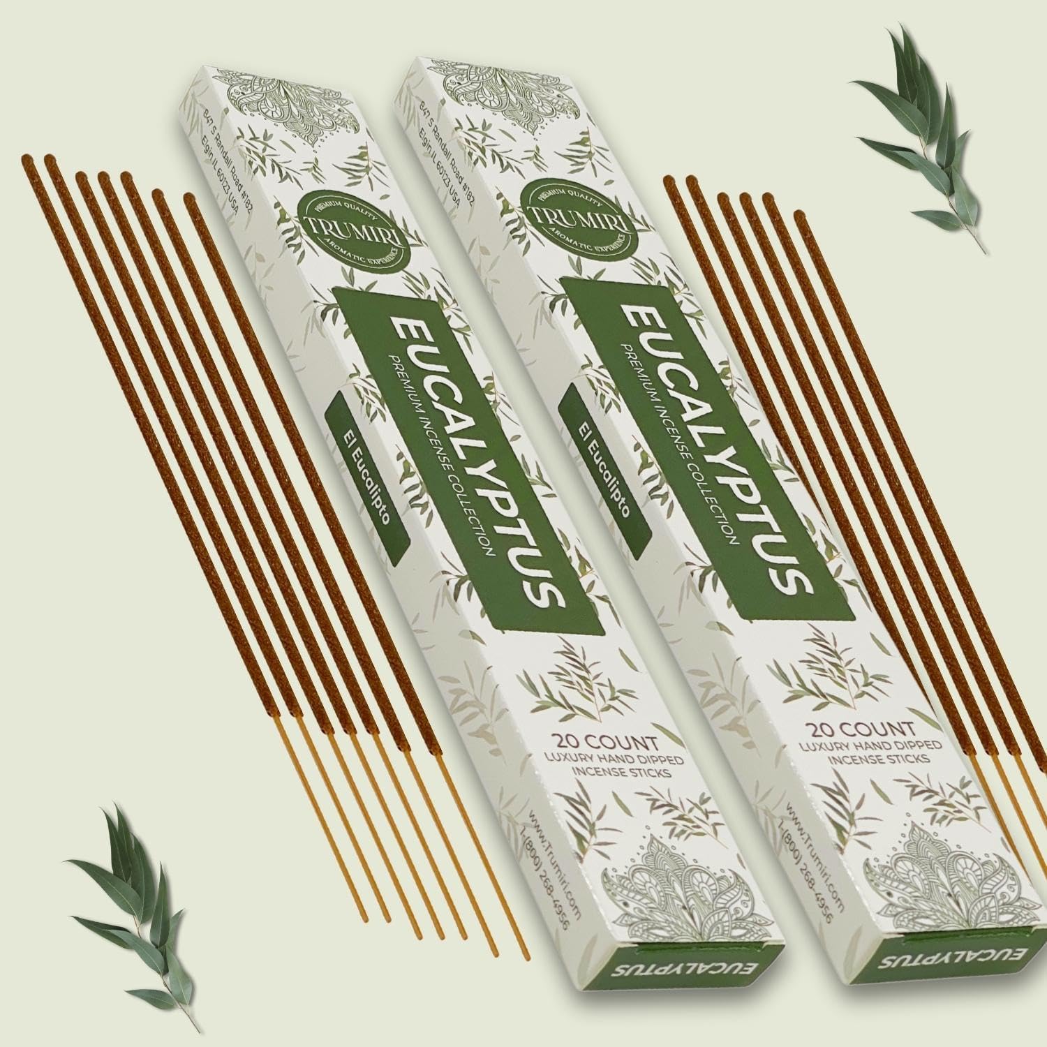 Eucalyptus Incense Sticks - 40 Sticks Dual Pack for Home Use