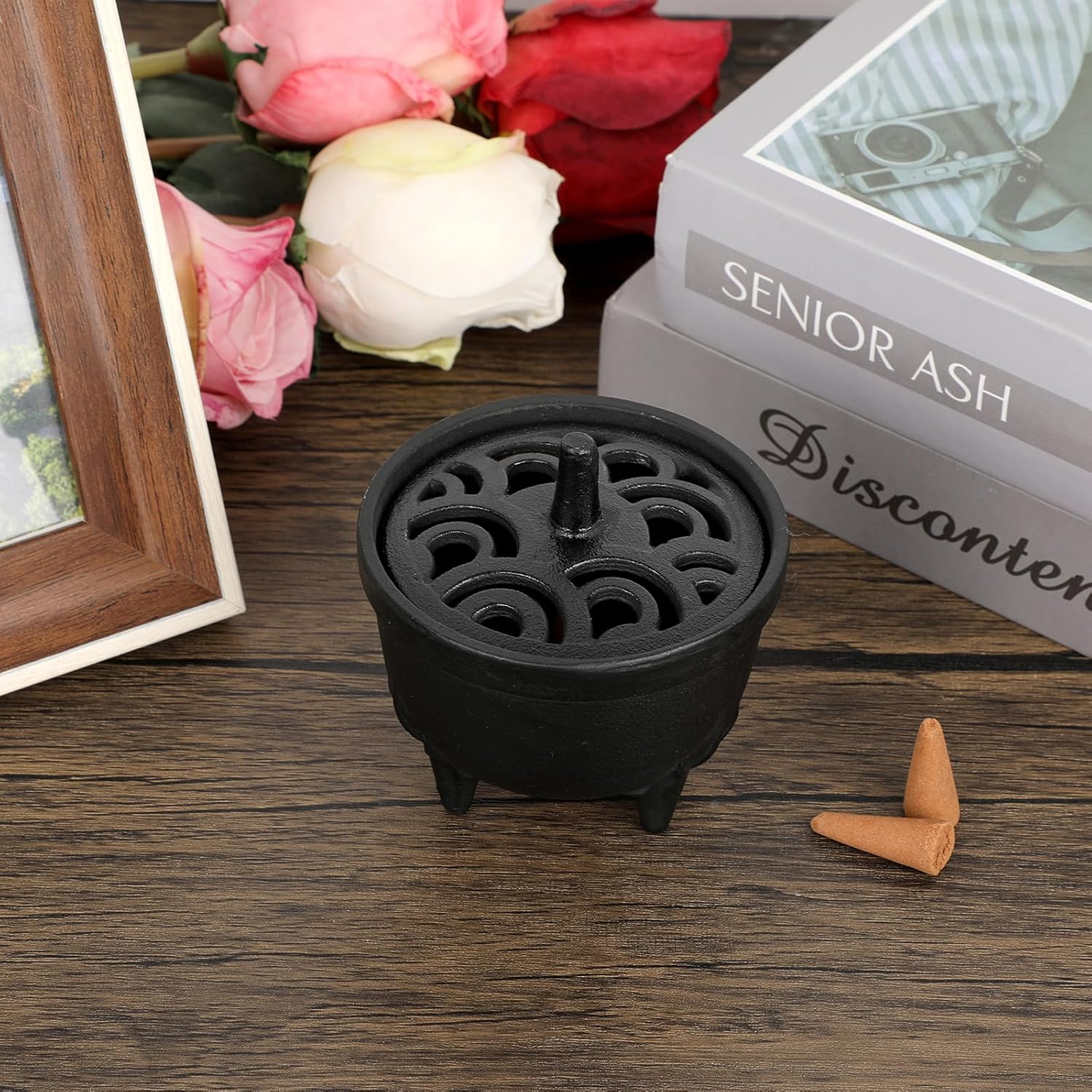 JUXYES Vintage Cast Iron Incense Burner