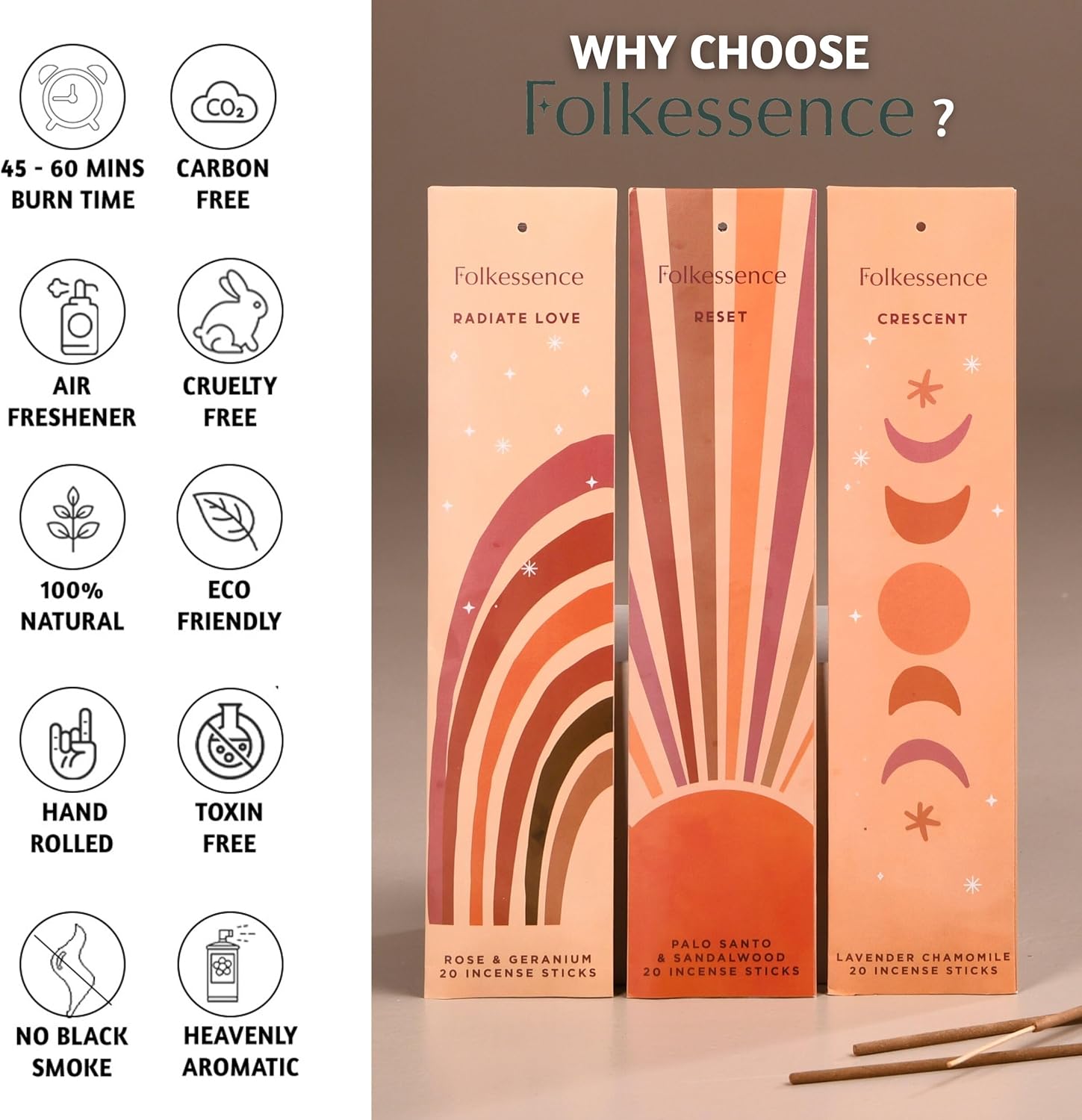 Folkulture Incense Sticks Set of 6 120 Sticks 45 Min Burn Time
