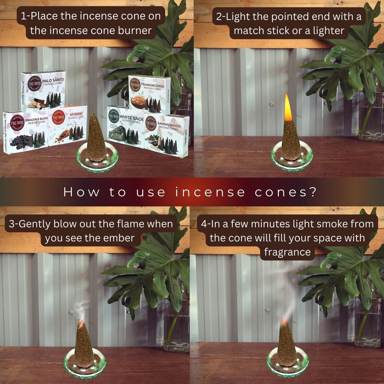 Trumiri Woody Incense Cones Variety Pack 60 Pieces