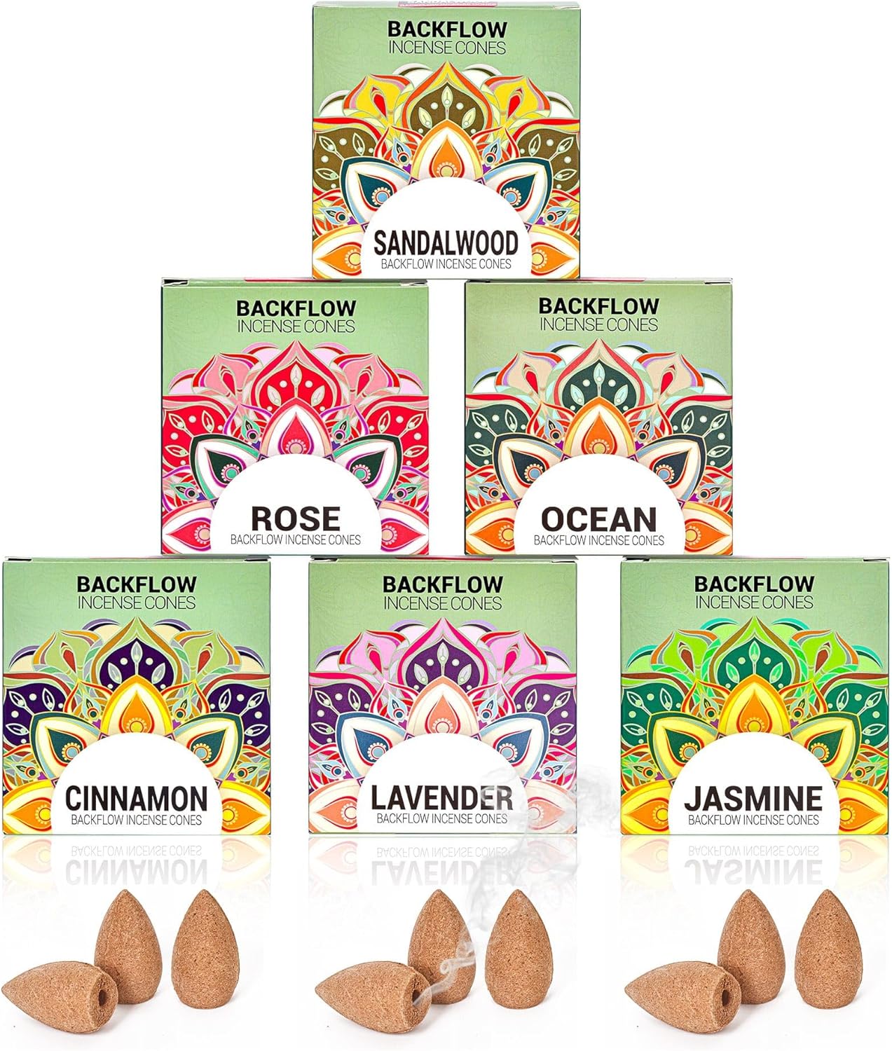 Backflow Incense Cones Variety Pack - 6 Mixed Scents