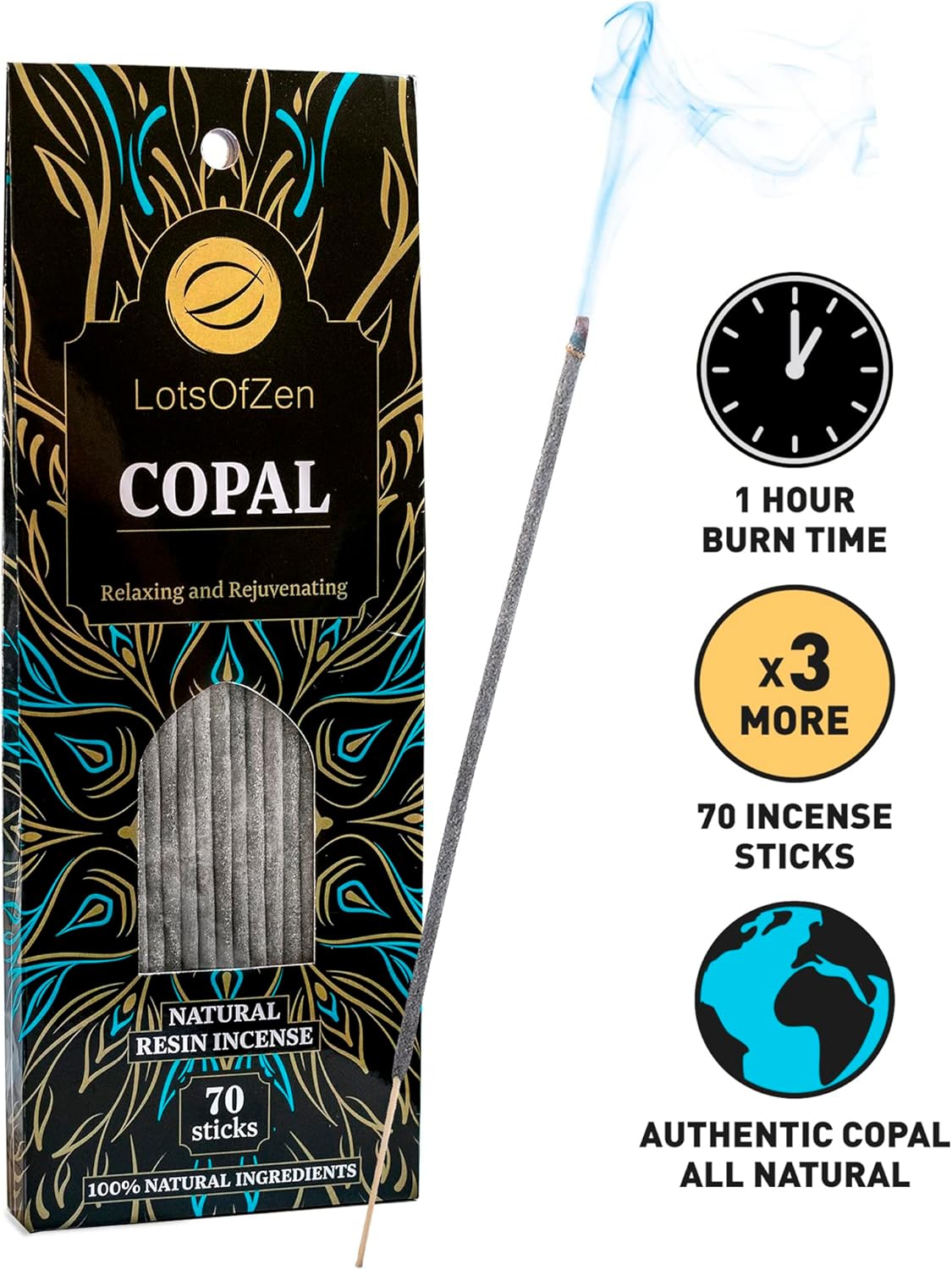 Lots Of Zen Copal Incense Sticks Smudge Kit 70 Pcs