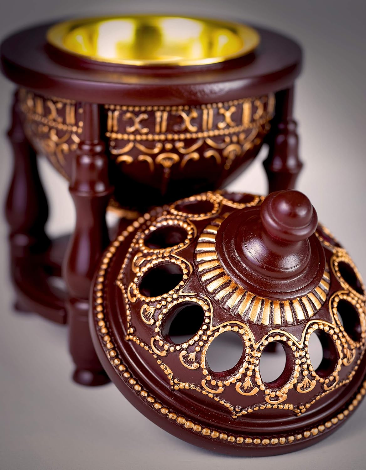 AM Charcoal Incense Burner - 4 Pillar Bakhoor Oud Holder 1