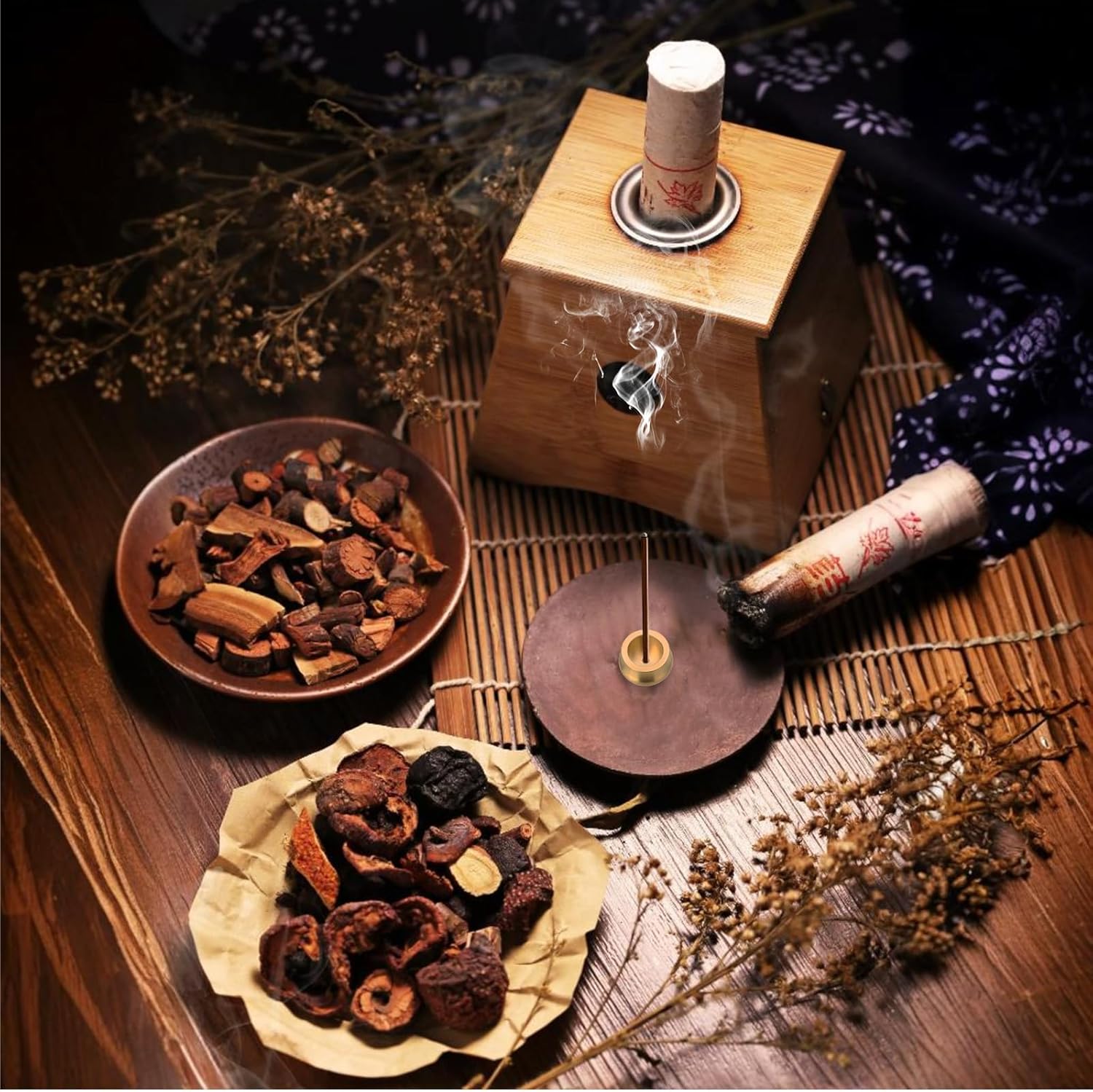 3 Pcs Mini Brass Incense Holder Gold Plate Decor