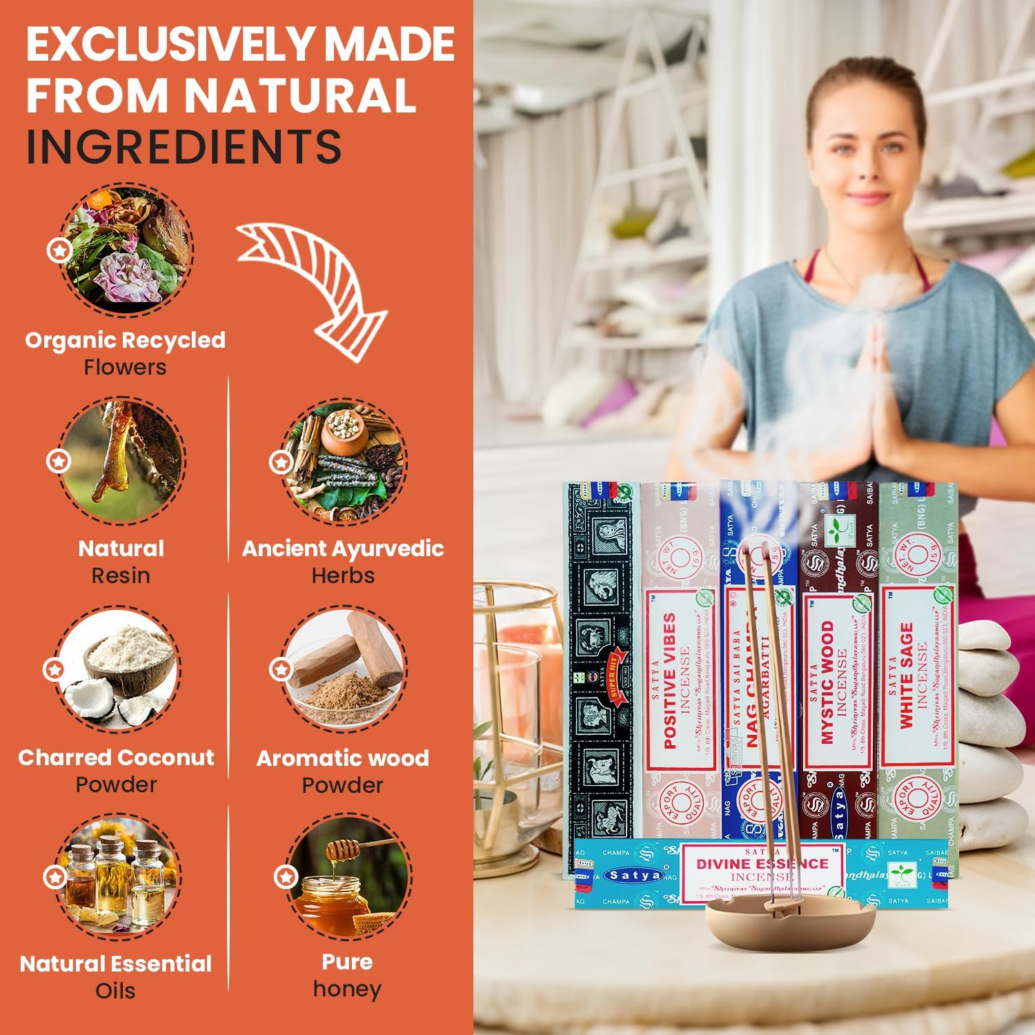 Assorted Incense Sticks Pack of 6 Premium Scents