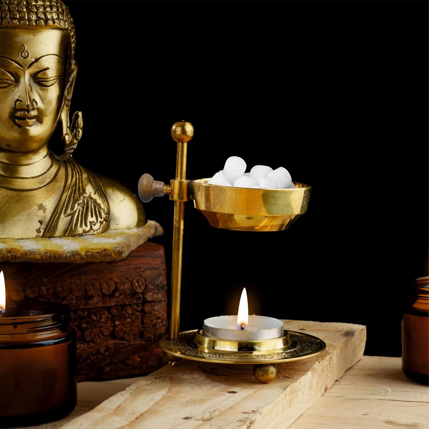 Ajuny Brass Golden Incense Burner Holder