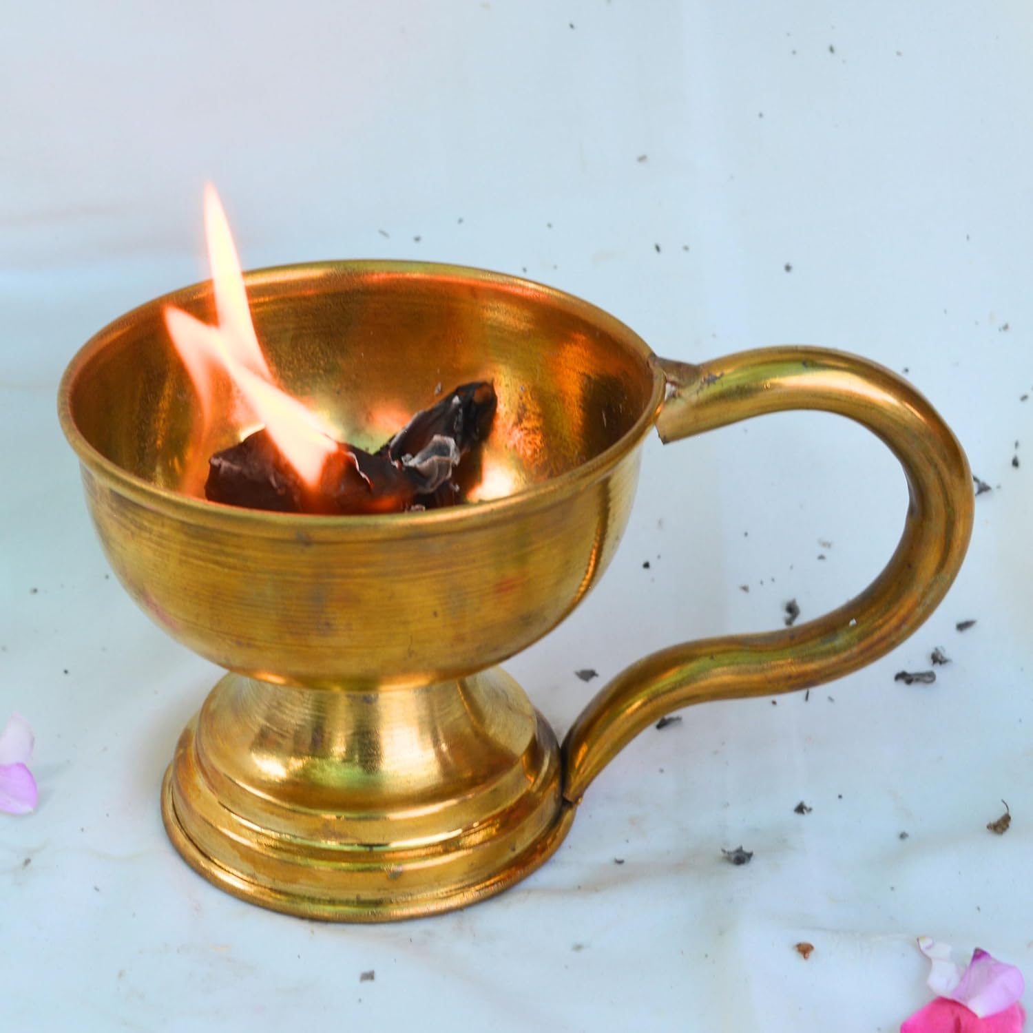 Traditional Brass Dhoop Dani with Handle 7 Inch Incense Holder