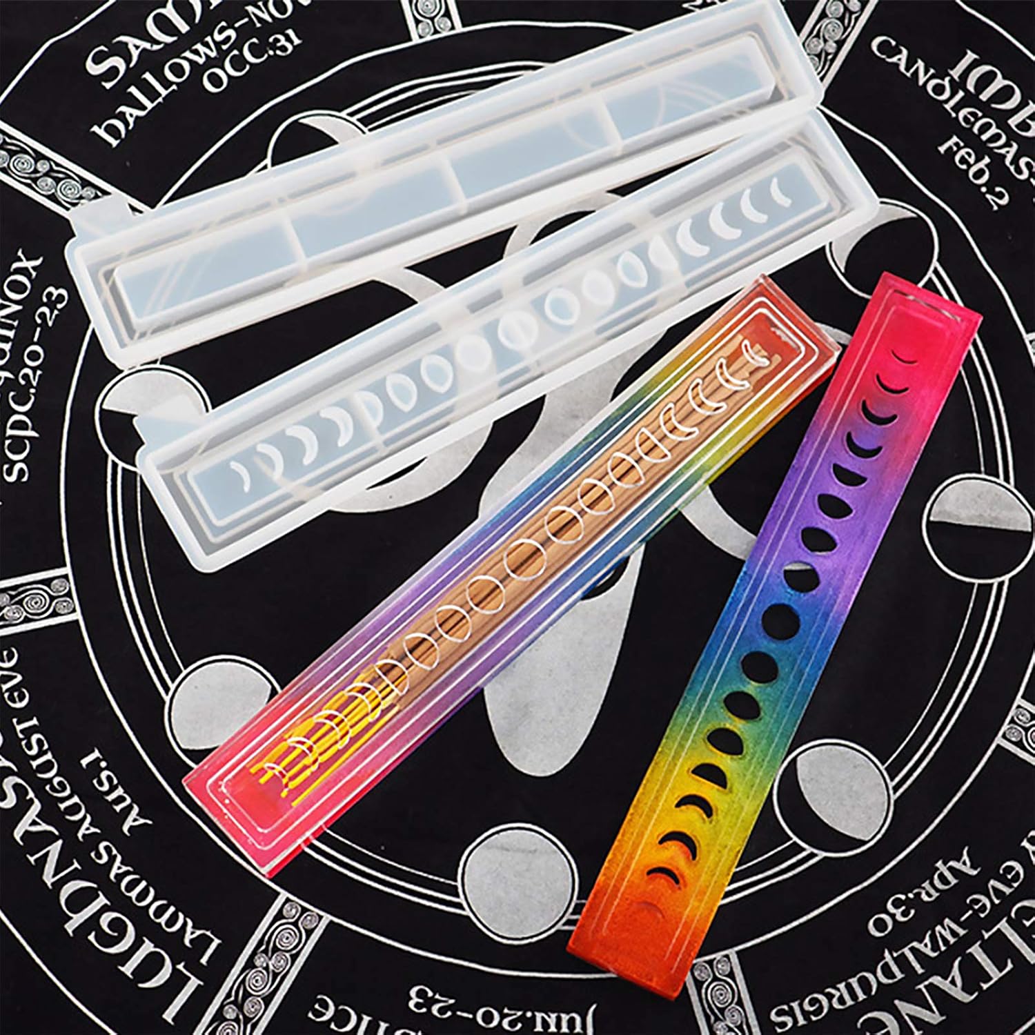 Moon Phase Incense Holder Epoxy Resin Molds Set 5-Count