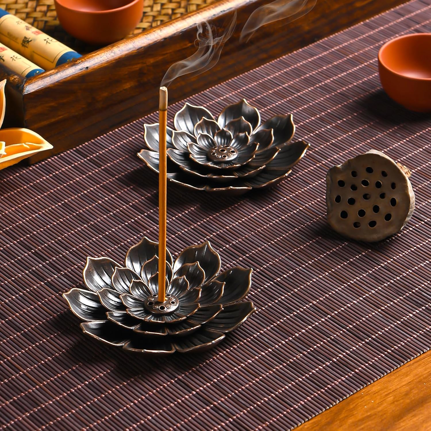 Incense Stick Holder with 5 Holes and Detachable Ash Catcher