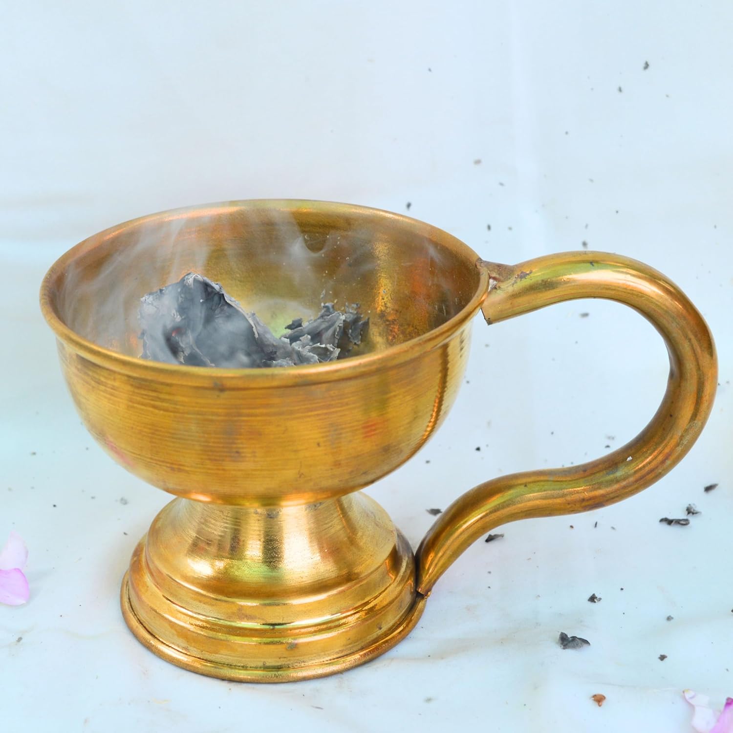 Traditional Brass Dhoop Dani with Handle 7 Inch Incense Holder