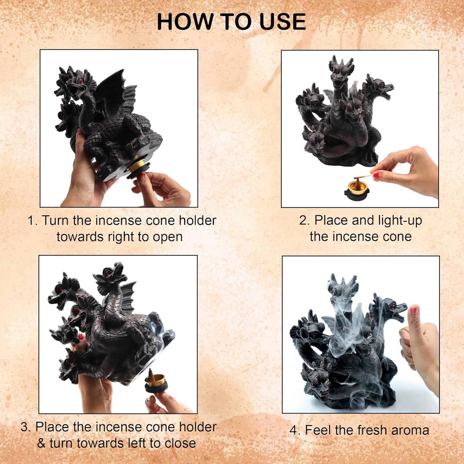 Hosley Resin Dragon Incense Burner 85 Inch Statue