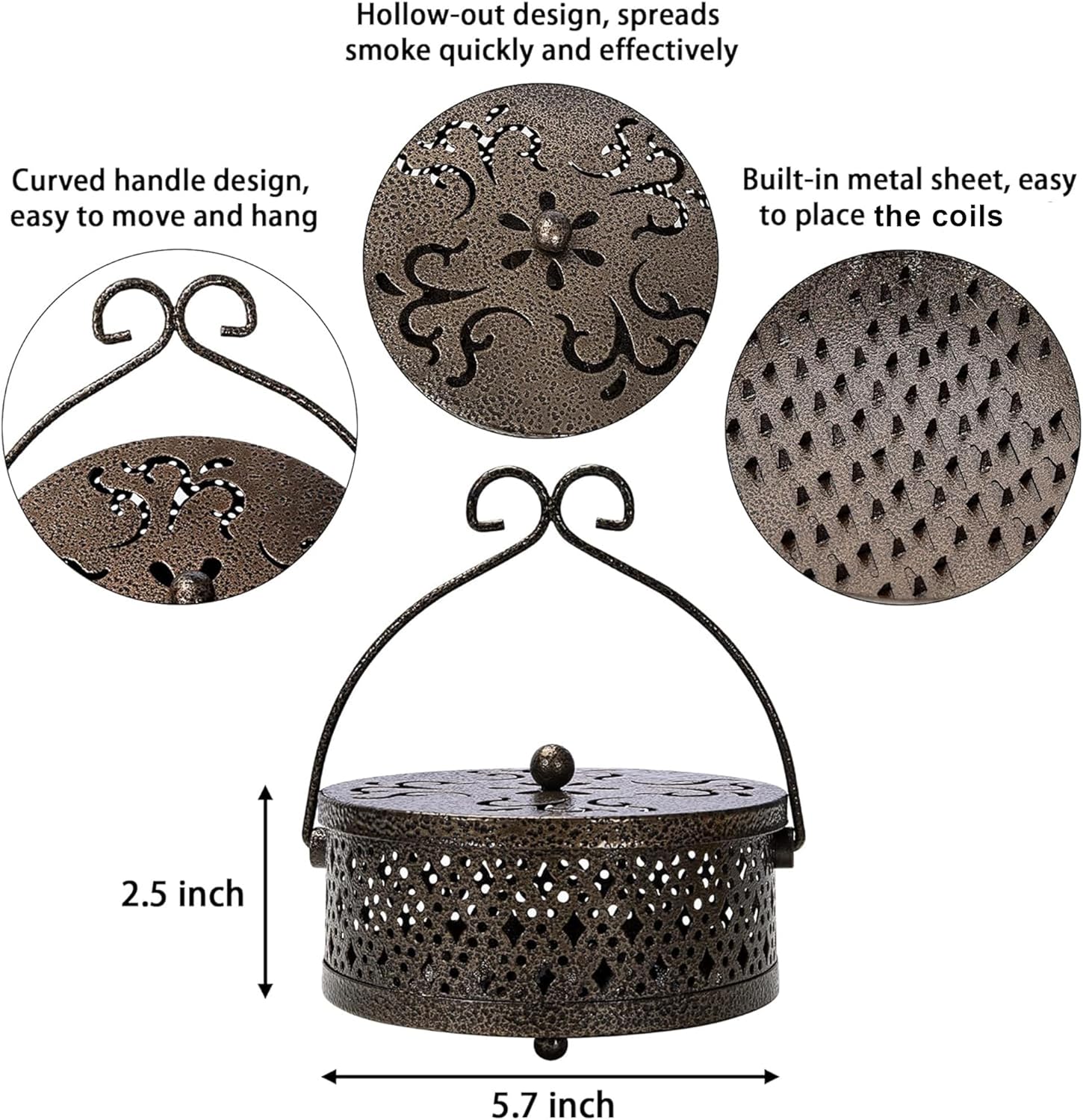 MyLifeUNIT Mosquito Coil Holder 2 Pack Brown