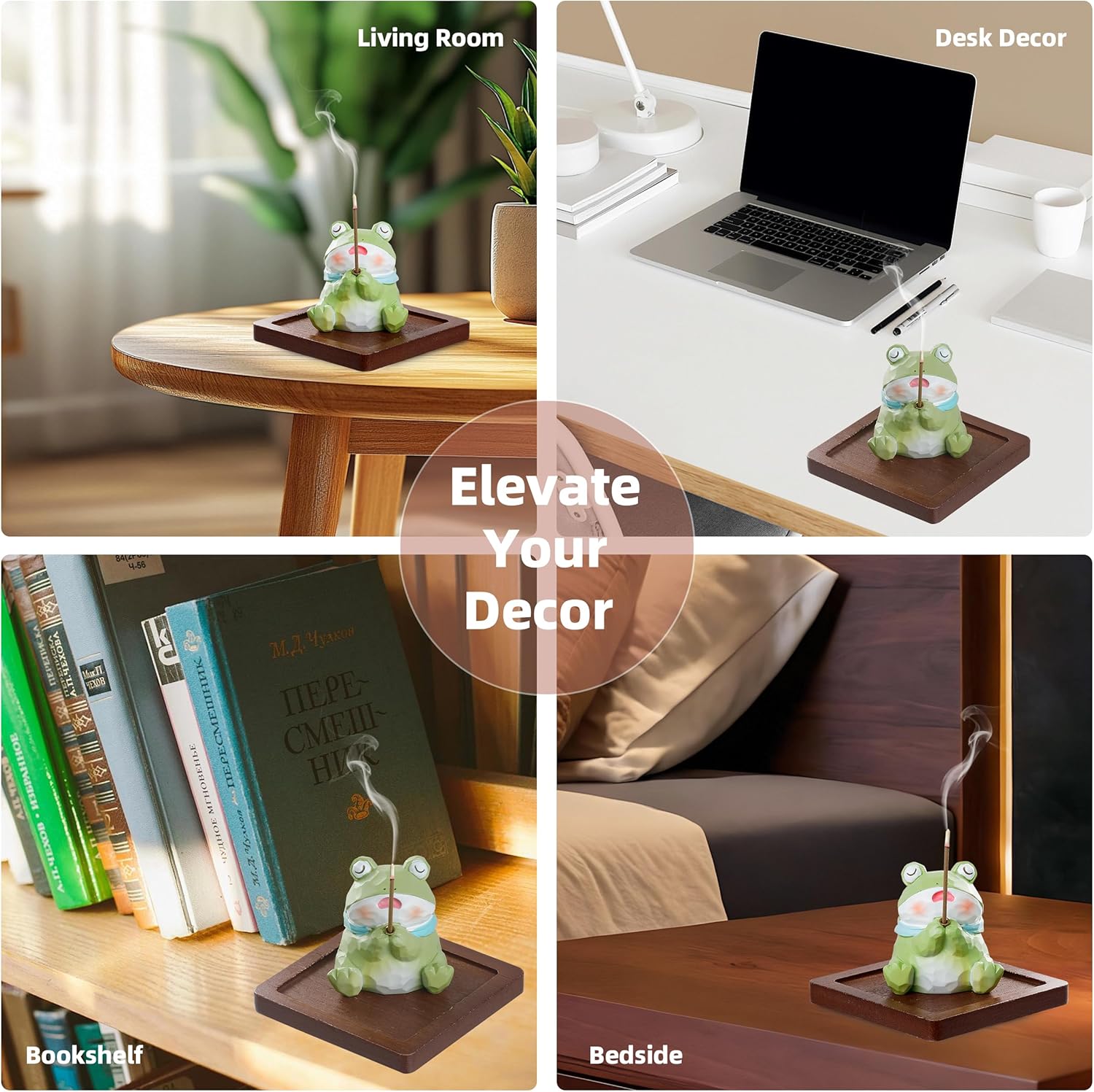 Lionpower Resin Frog Incense Holder with Burner and Ash Catcher