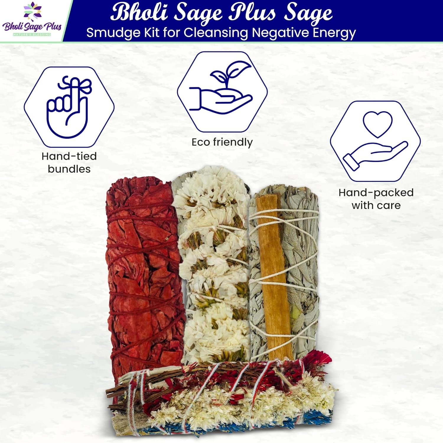 Sage Smudge Kit 4 Sticks for Cleansing and Harmony