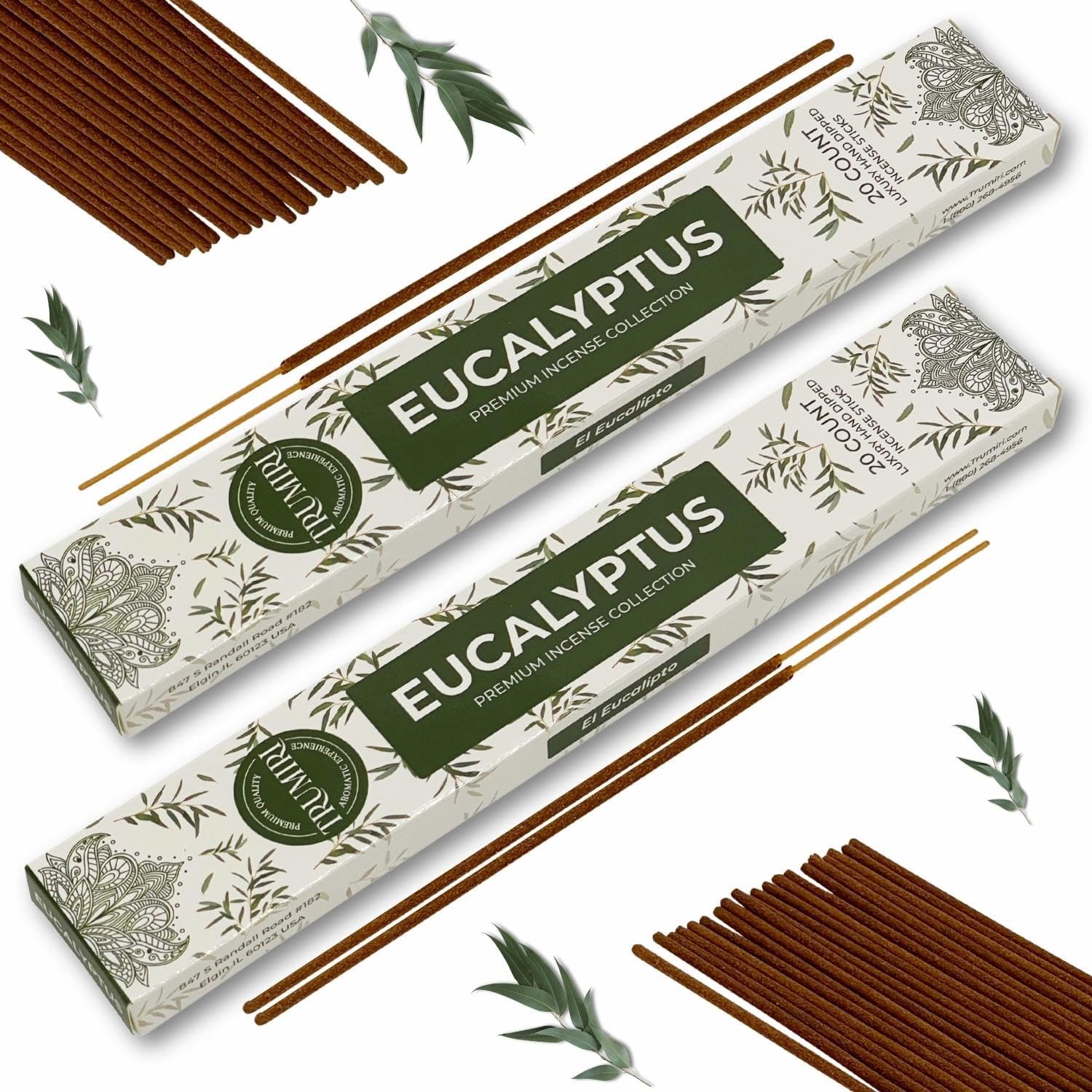 Eucalyptus Incense Sticks - 40 Sticks Dual Pack for Home Use