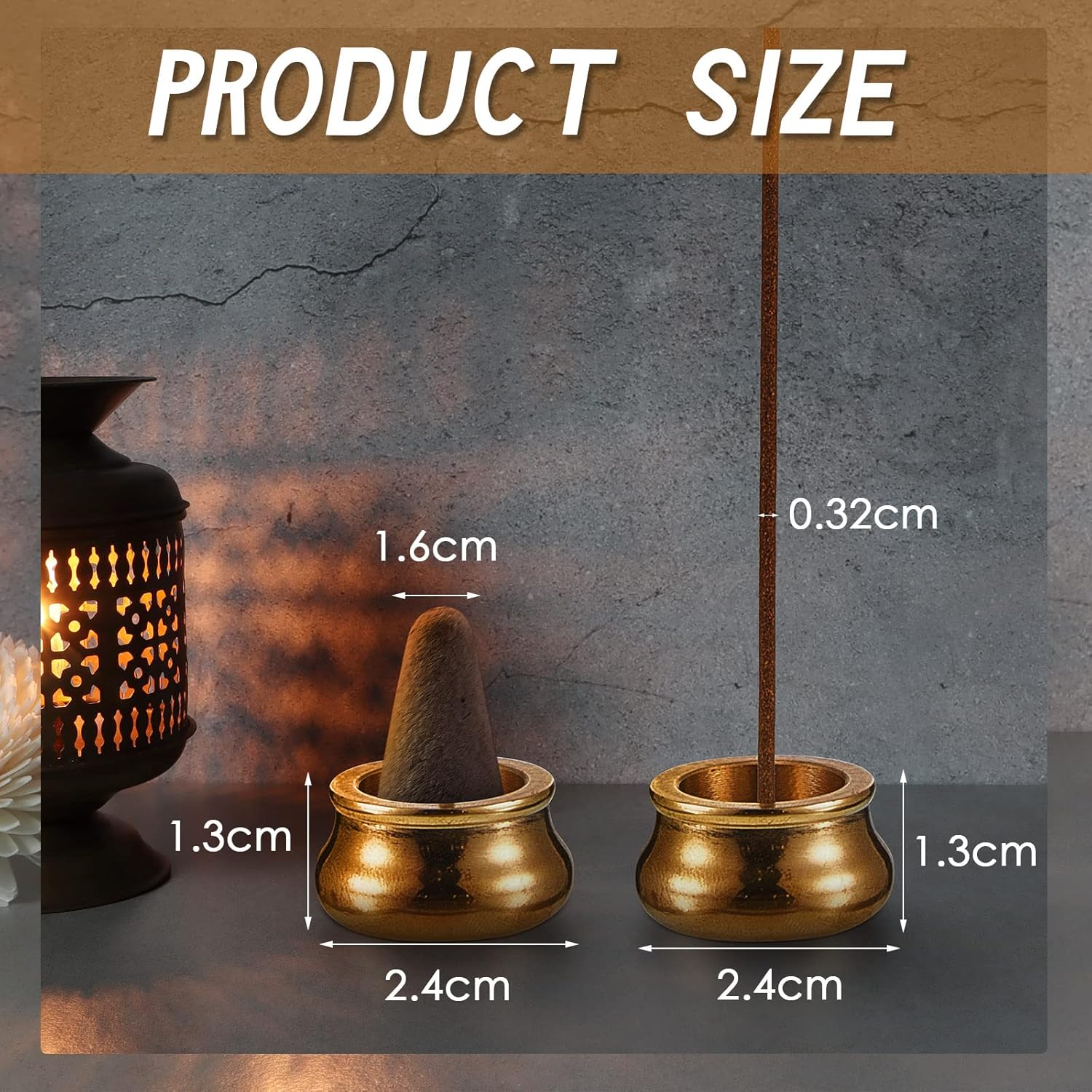 Suclain 6 Pcs Brass Incense Burner Holder for Sticks and Cones