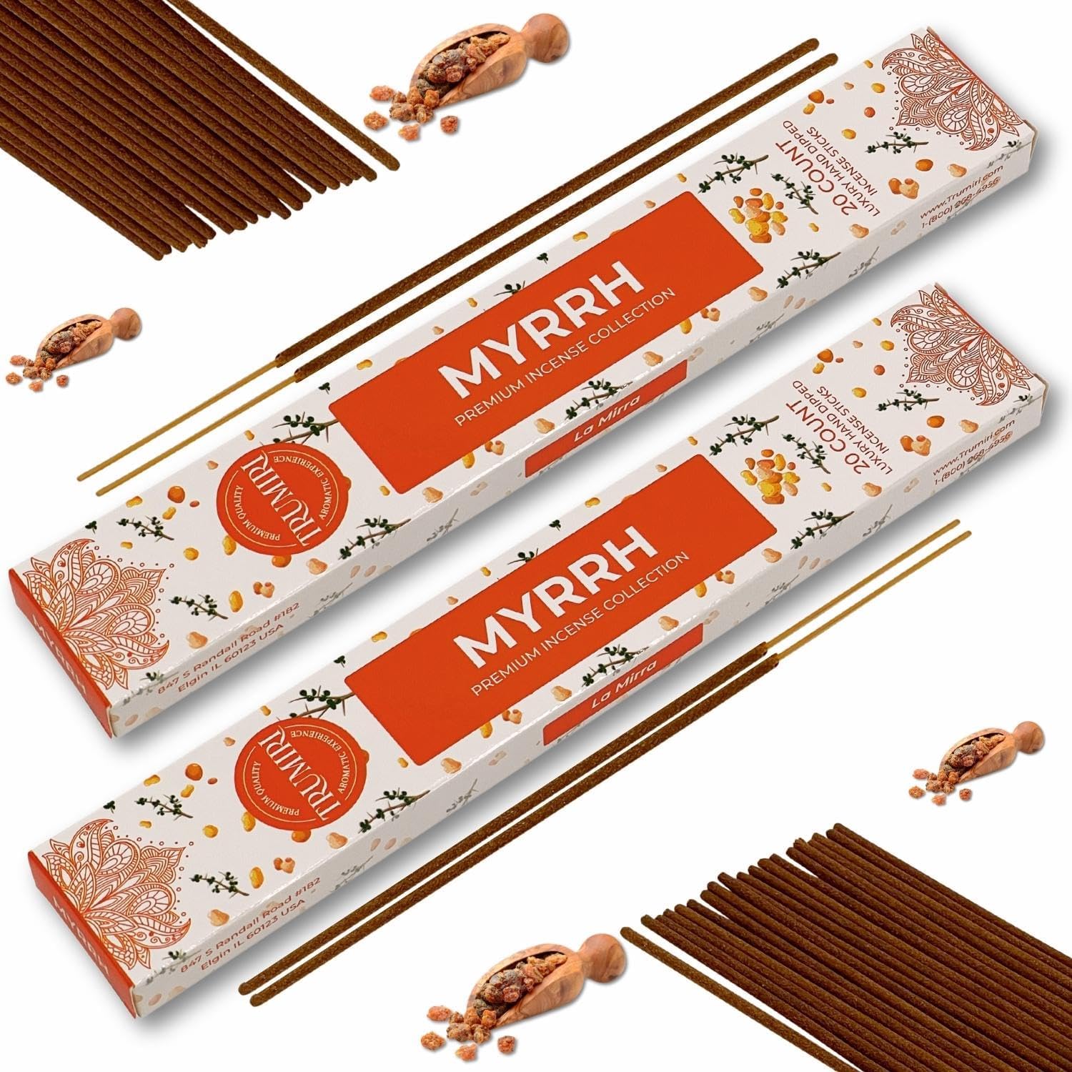 Myrrh Incense Sticks - 40 Stick Dual Pack - Natural Non Toxic