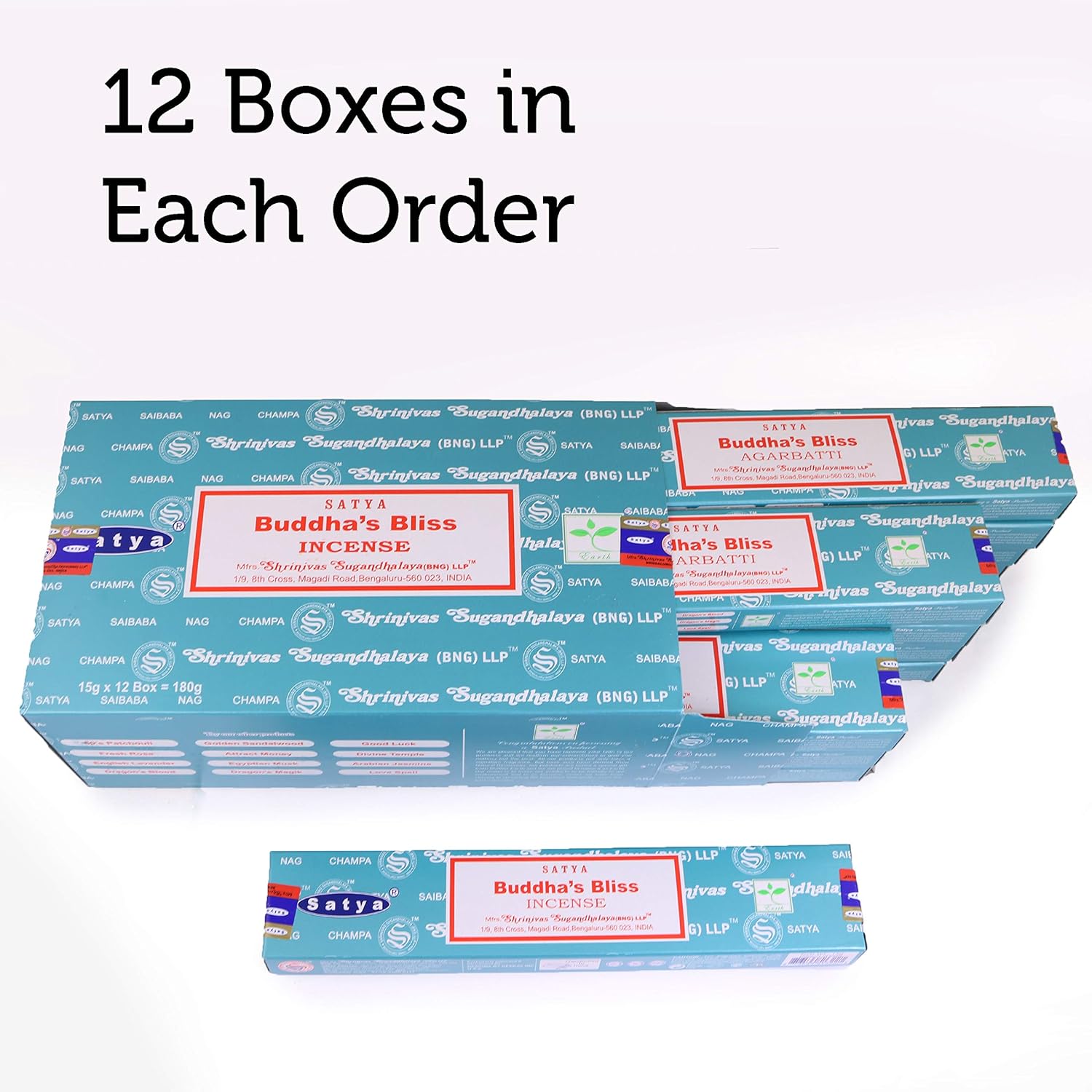 Satya Nag Champa Incense Sticks 12-Pack Set of 15g