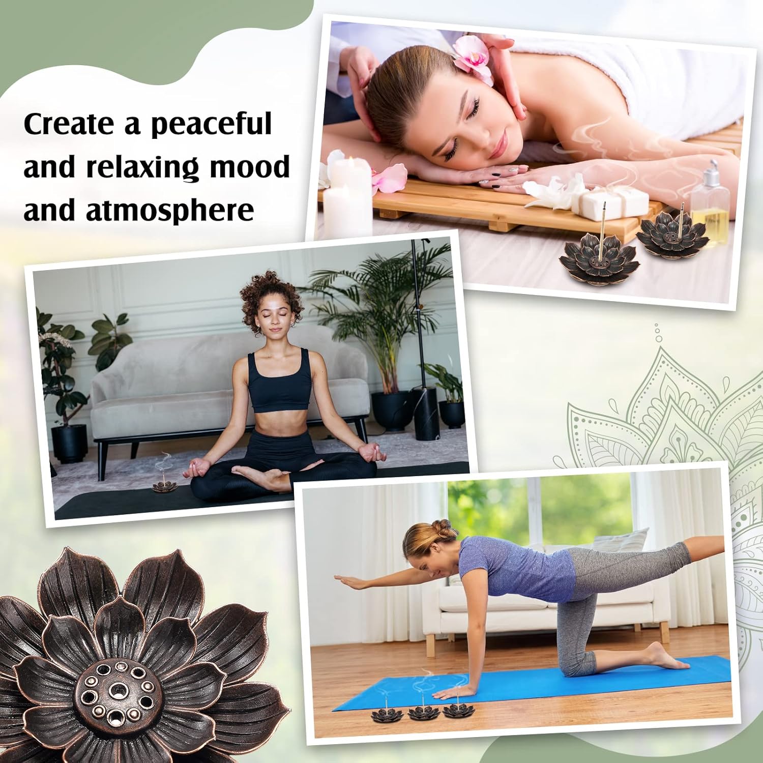 Sumind 30 Piece Brass Lotus Incense Holder Set
