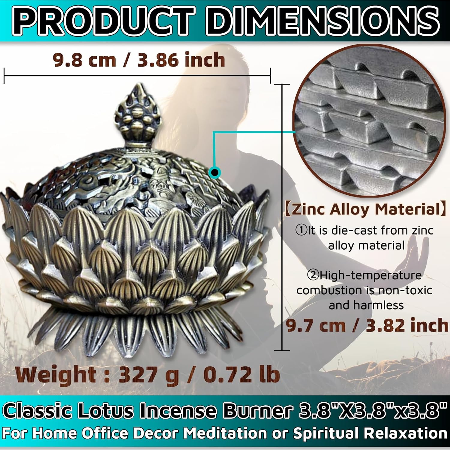 Classic Lotus Incense Burner 38 x 38 x 38