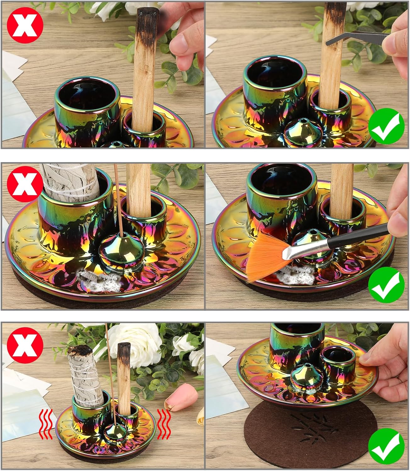 JUXYES 4 in 1 Ceramic Incense and Candle Holder