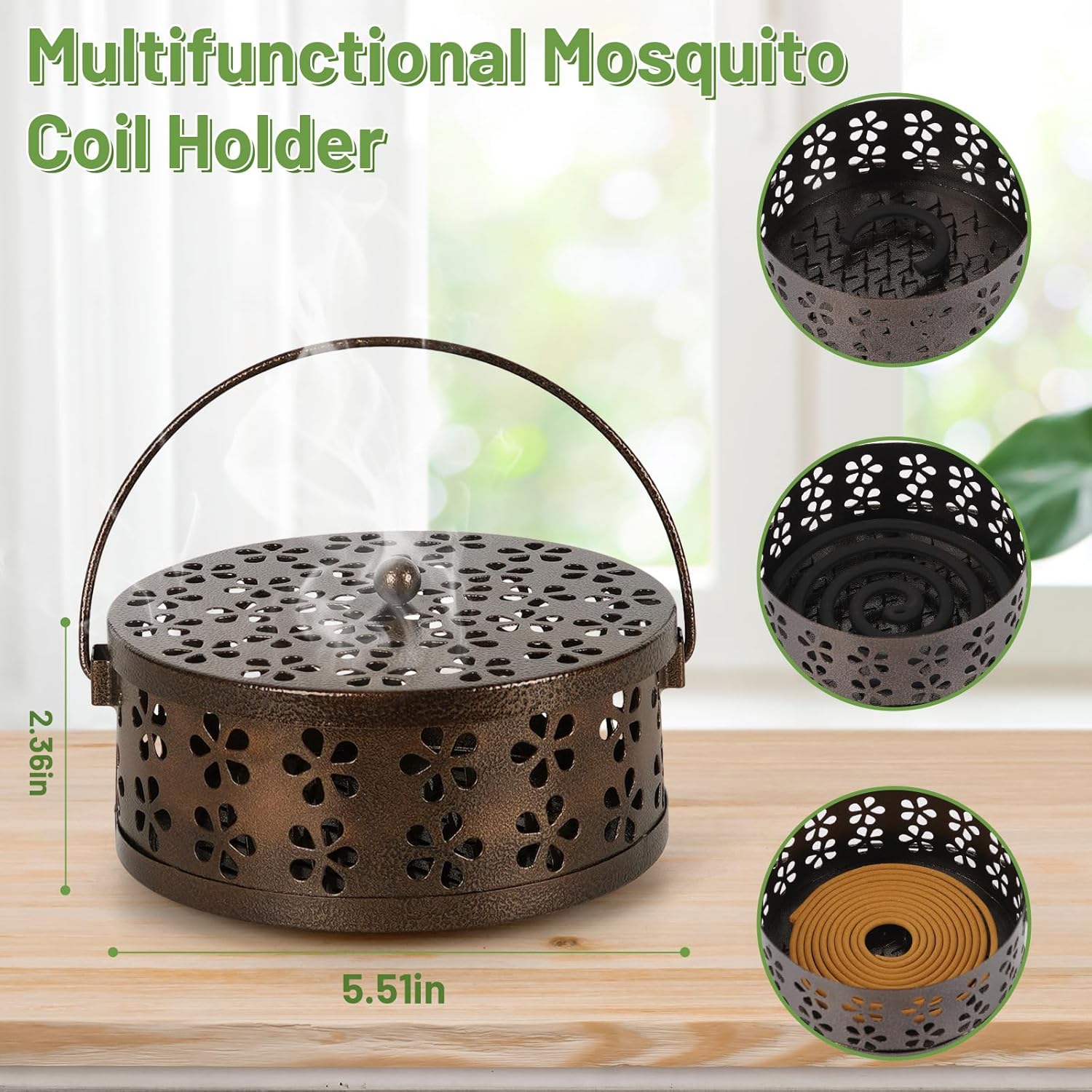 Portable Iron Mosquito Coil Holder with Handle
