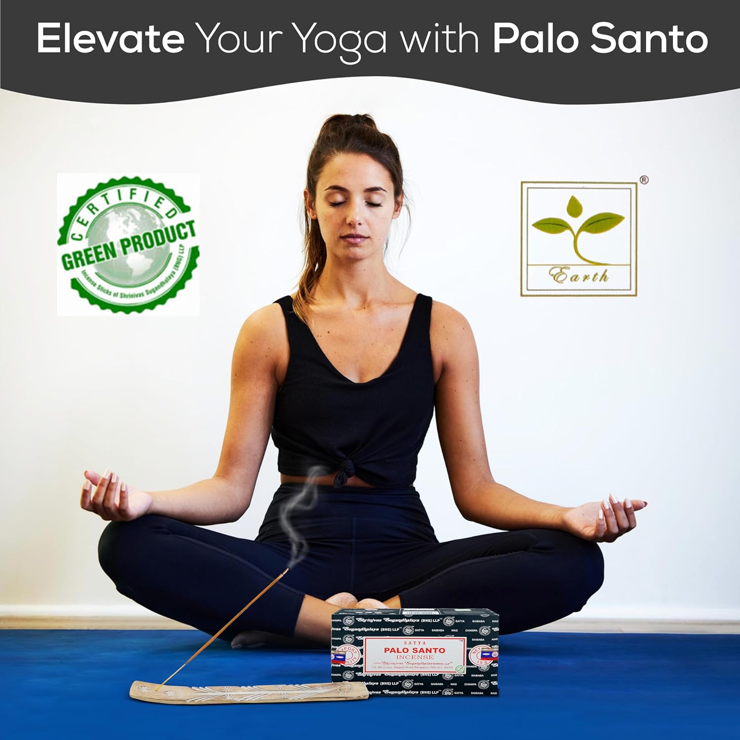 Satya Nag Champa Palo Santo Incense Sticks 15gmx12 Pack with Raajsee Incense Holder