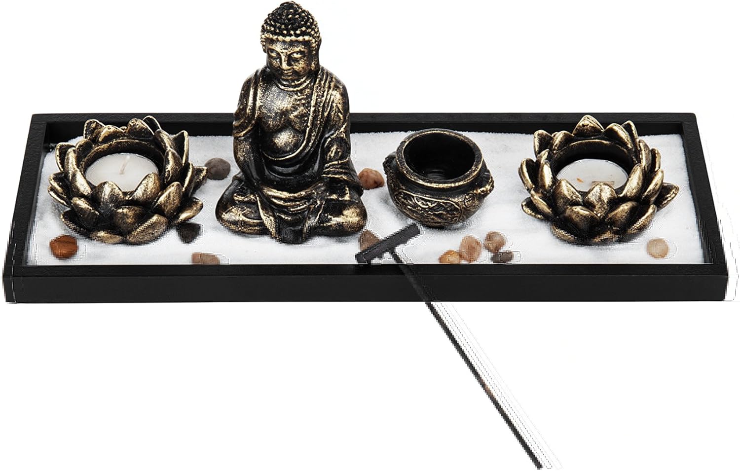 MyGift Desktop Zen Garden Kit with Buddha Statue and Incense Holder
