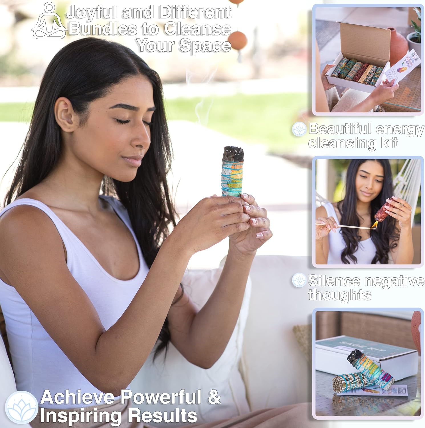 7 Sage Smudge Kit with Blue Sage White Sage Cedar Dragons Blood Rosemary Yerba Santa Palo Santo