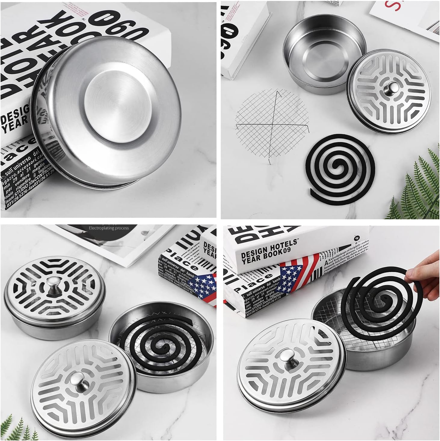 2 Portable Mosquito Coil Holders with Handle and Fireproof Design