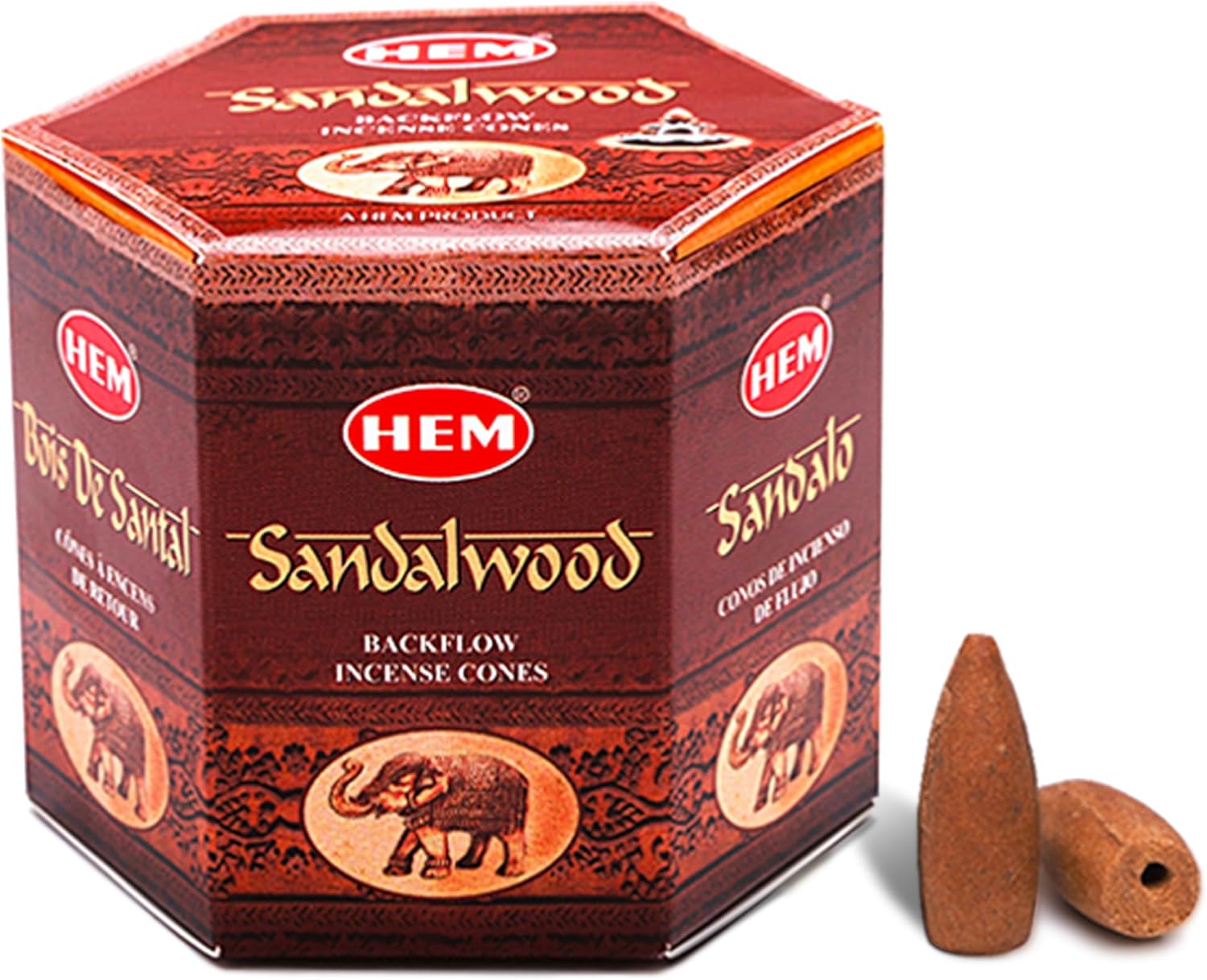HEM Sandalwood Brown Incense Cones Pack of 40