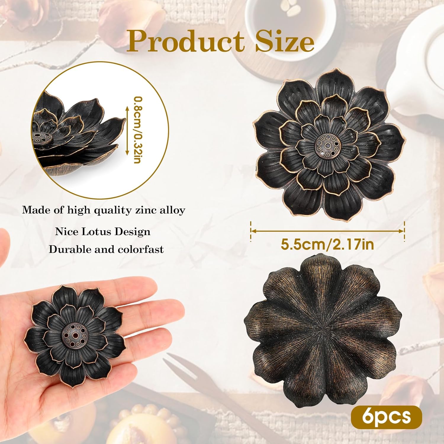 6 Pcs Lotus Incense Holders for Home Yoga Sauna SPA