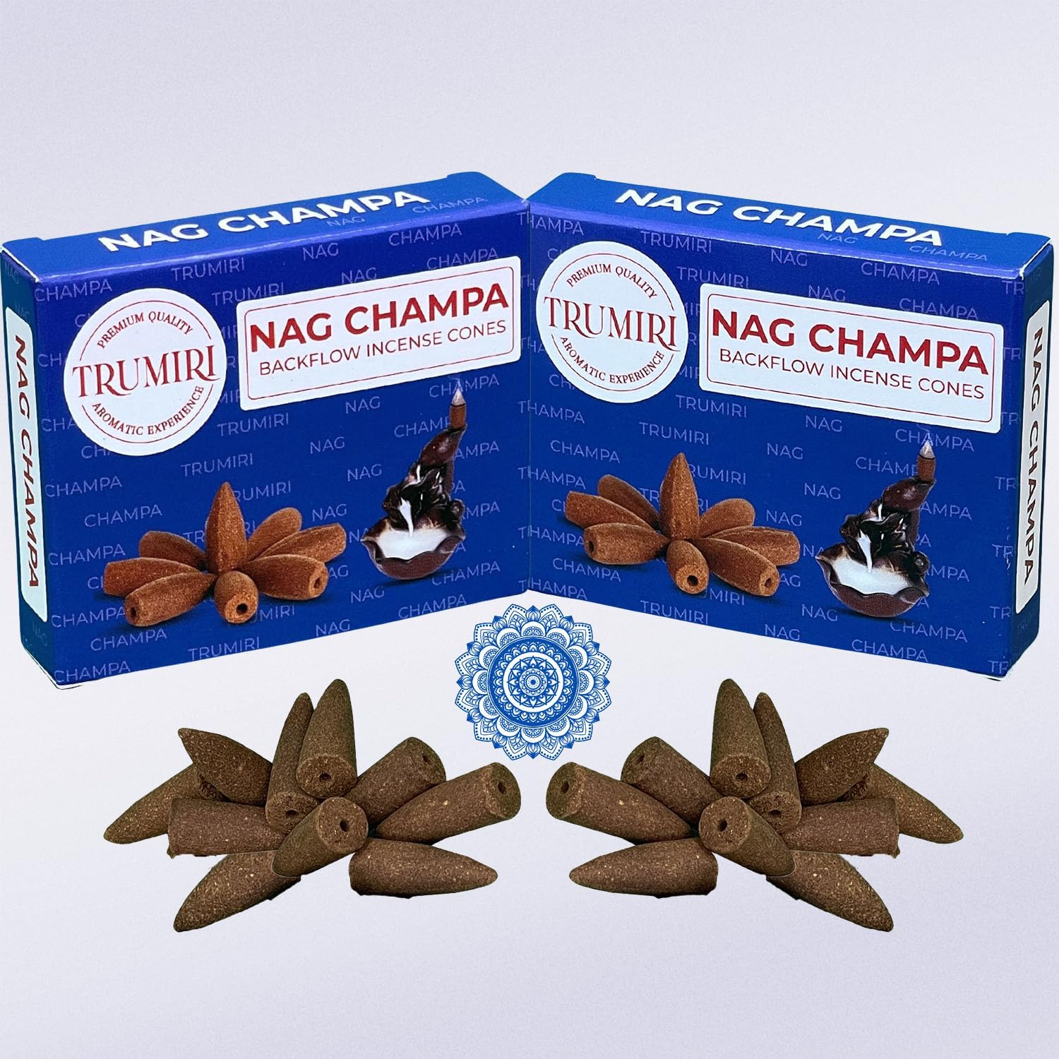 TRUMIRI Nag Champa Backflow Incense Cones - 20 Cone Dual Pack