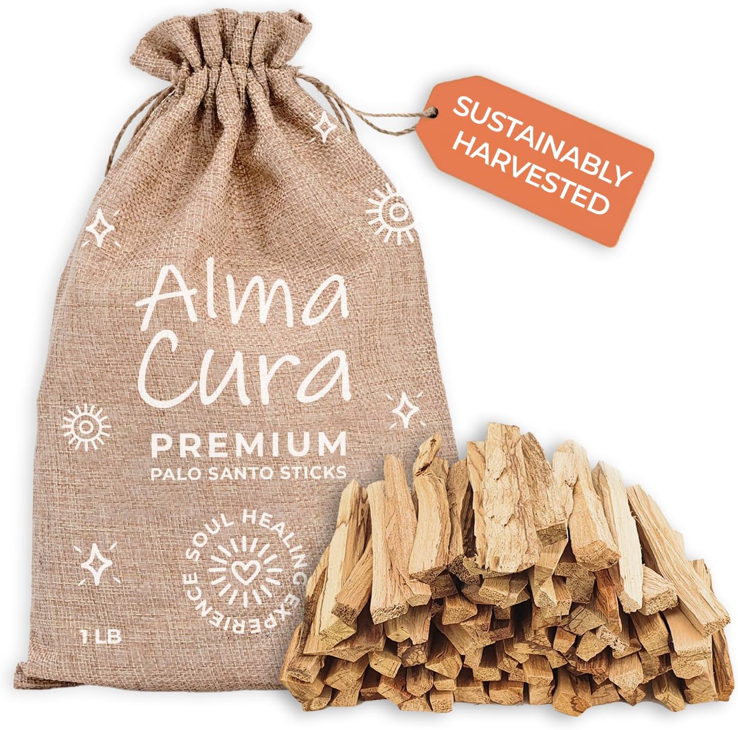 Almacura Palo Santo Premium Sticks 1lb Bulk Natural Certified from Peru