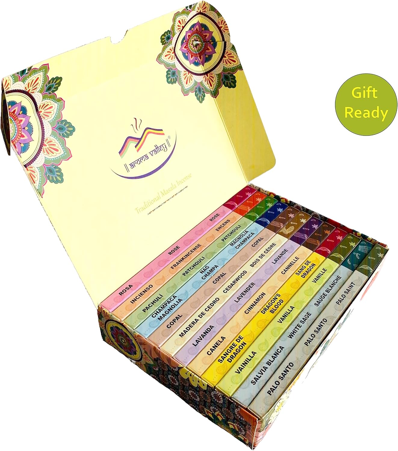 Aroma Valley Incense Sticks Variety Pack 12 Aromas 100 Sticks