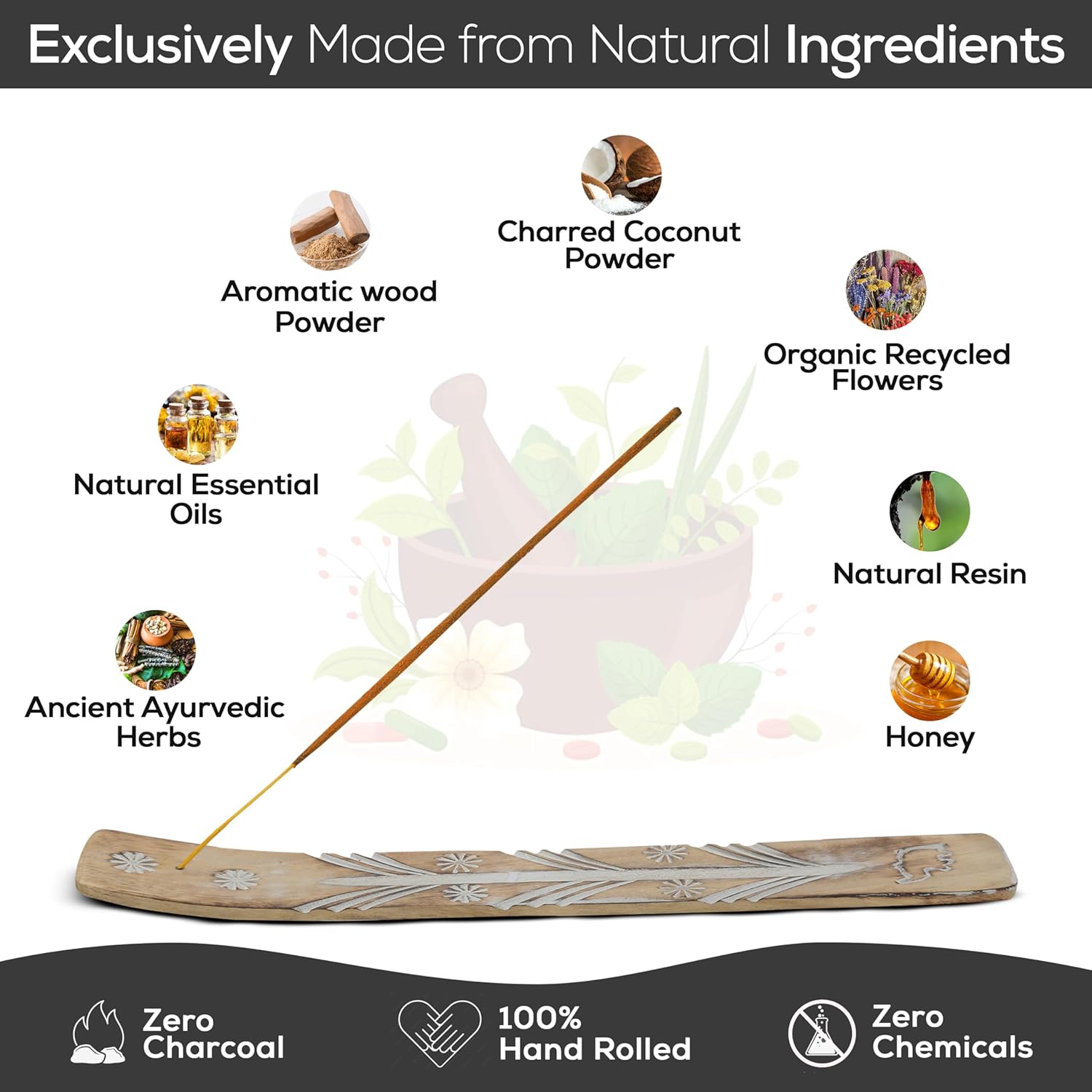 Satya Nag Champa Palo Santo Incense Sticks 15gmx12 Pack with Raajsee Incense Holder