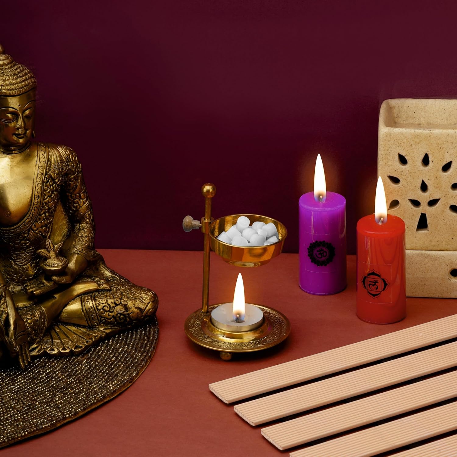 Ajuny Brass Golden Incense Burner Holder