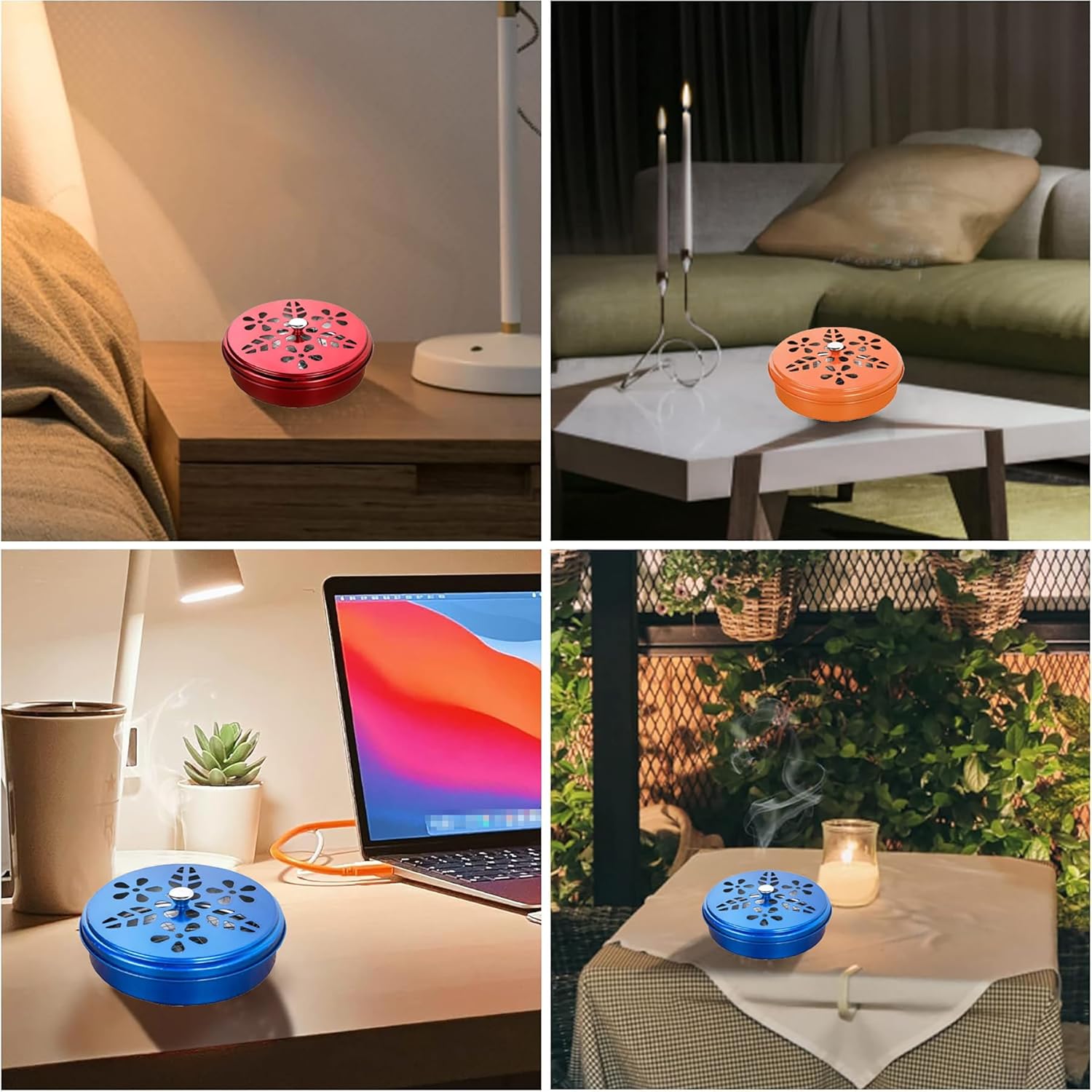 2 Pieces Portable Mosquito Coil Holder with Lid Windproof Burner