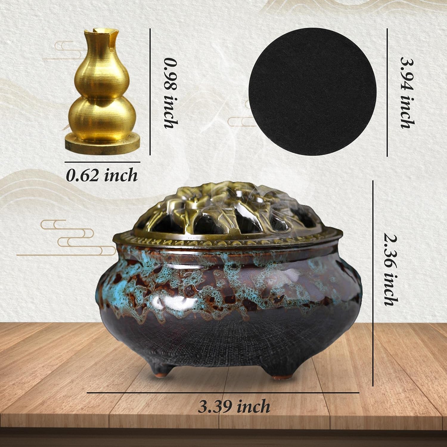 Ceramic Incense Burner with Lid and Holder 1