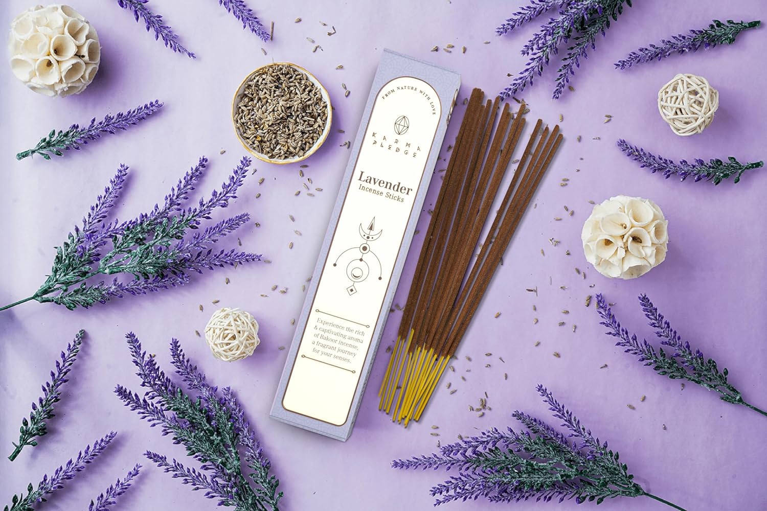 KARMAPLEDGE Lavender Incense Sticks 40 Count