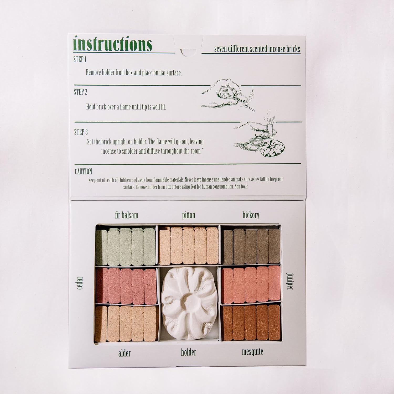 7 Natural Wood Incense Sample Set with Burner - Made in the USA