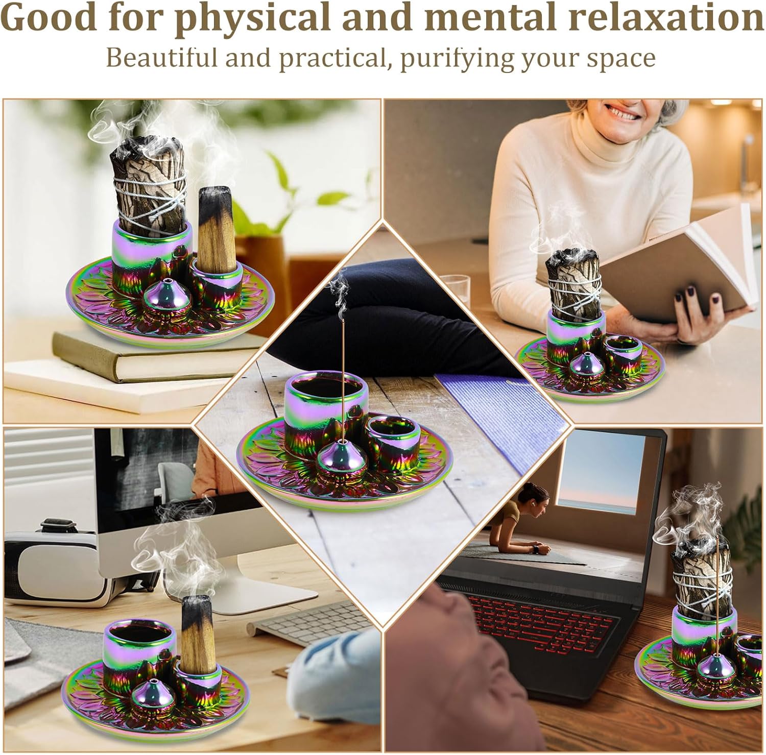 Ceramic Palo Santo Sticks Holder 4 in 1 Incense Burner